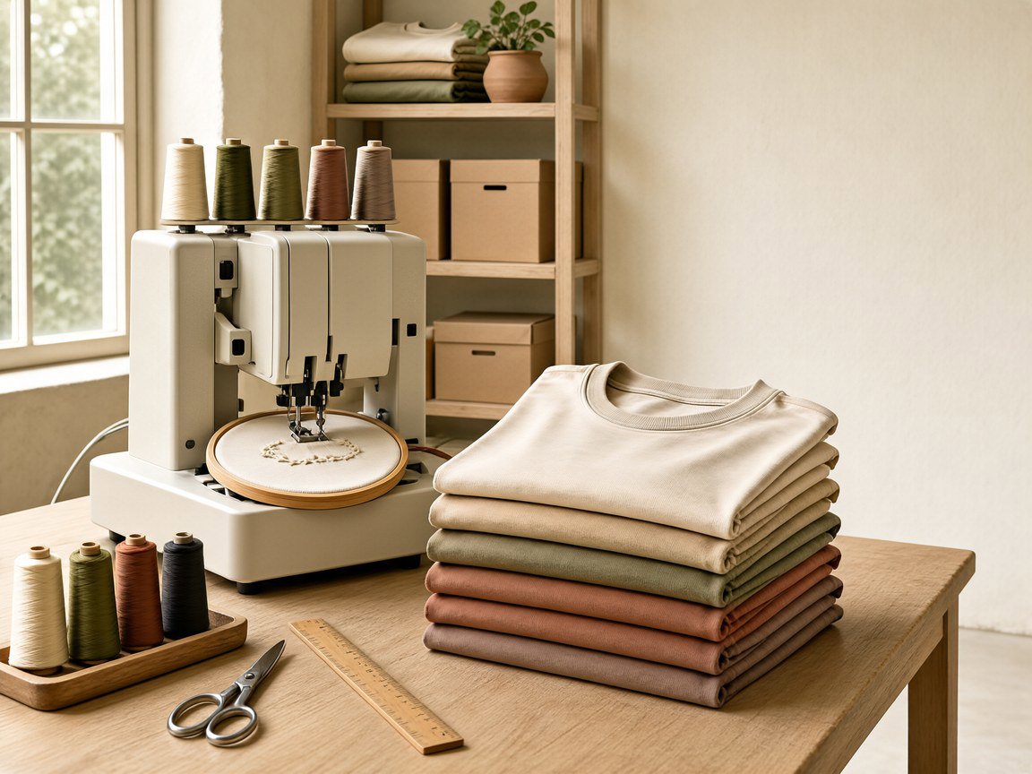 Our embroidery workshop — every piece stitched and checked in-house.