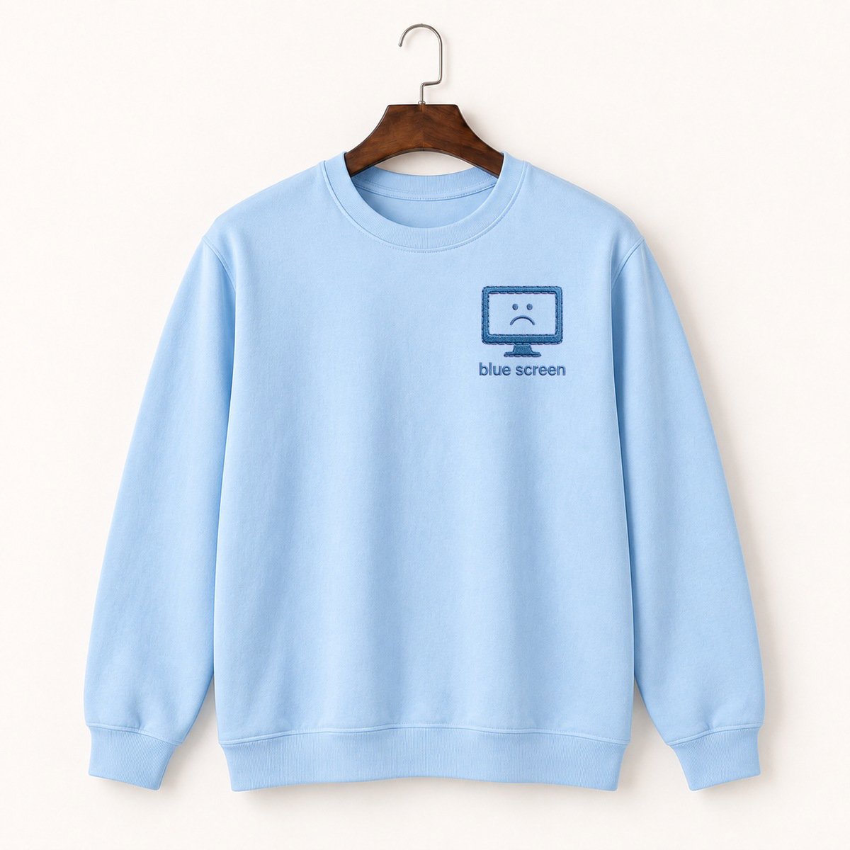 Blue Screen Of Death Face Crewneck Sweatshirt 1