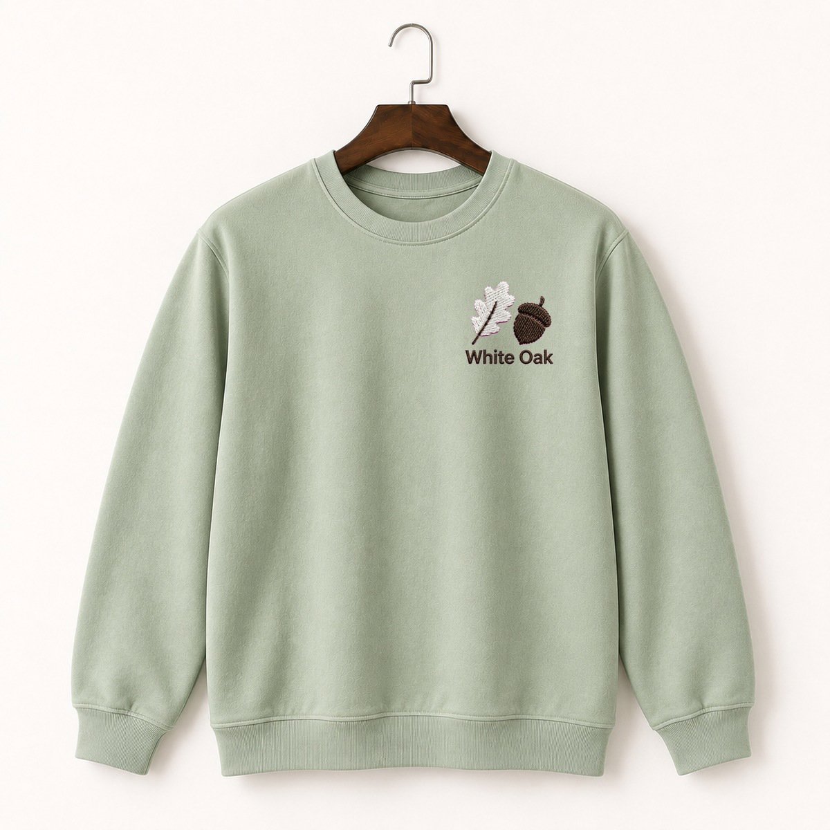 White Oak Leaf Acorn Crewneck Sweatshirt 2