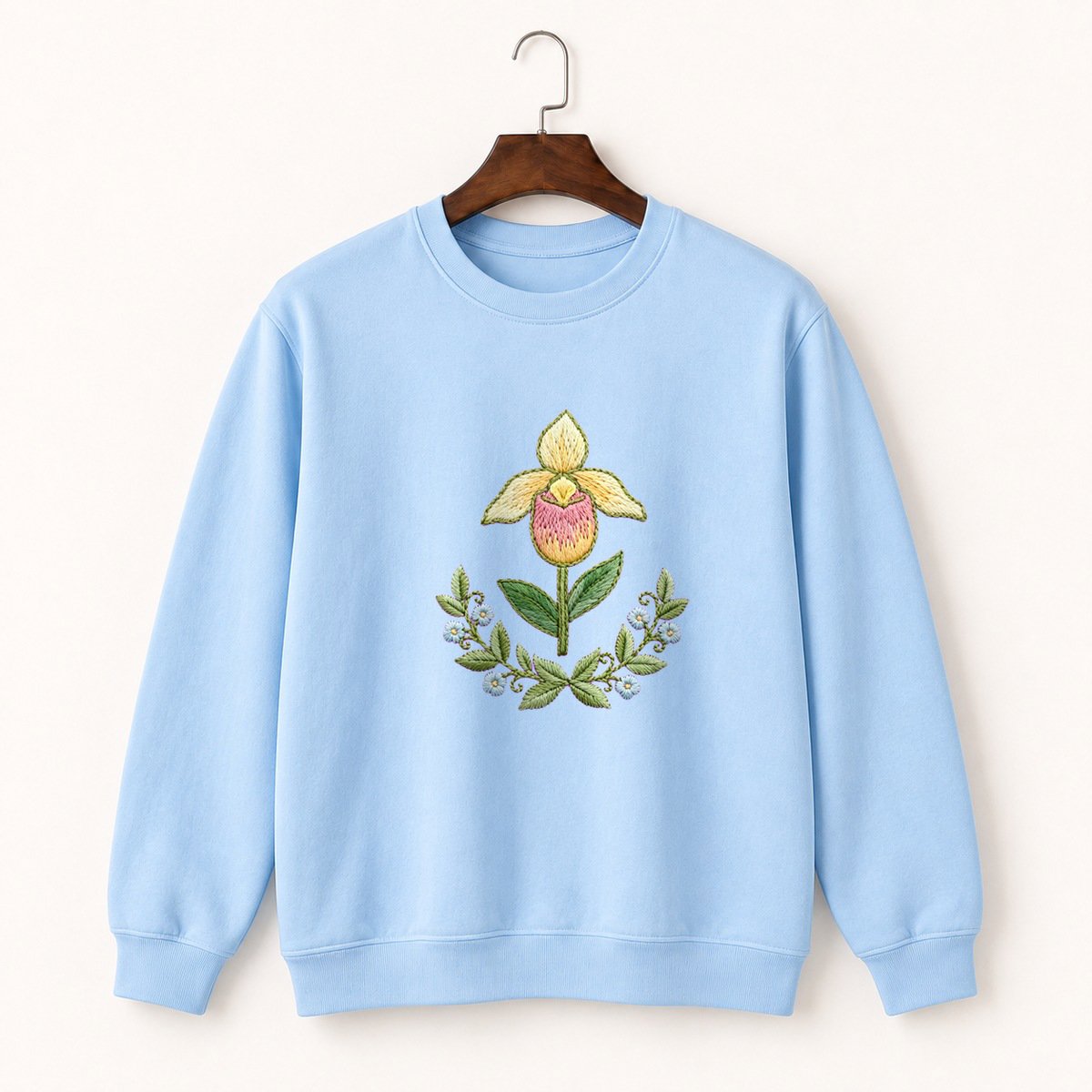 Lady's Slipper Orchid Crewneck Sweatshirt 1