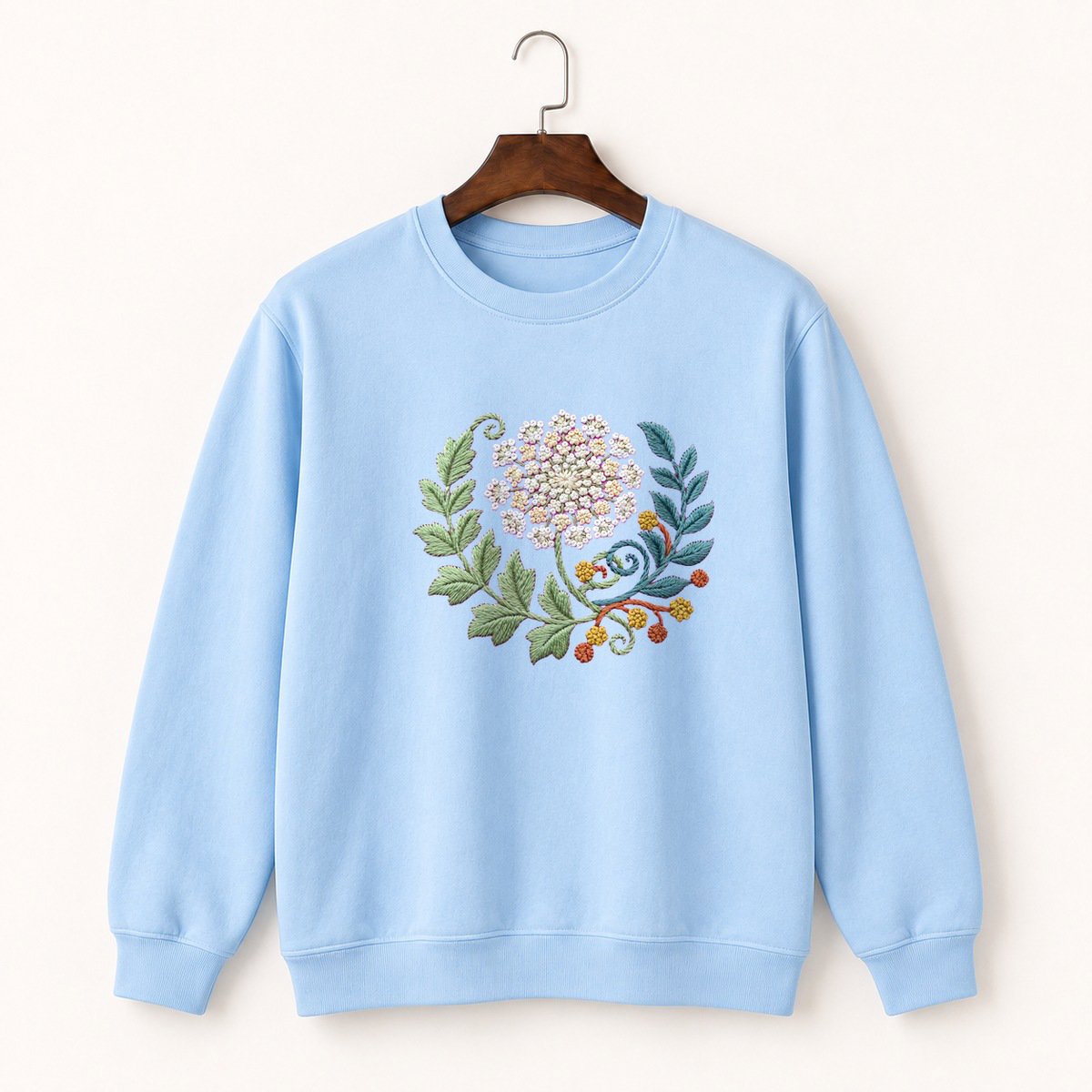 Queen Anne's Lace Flower Crewneck Sweatshirt 1