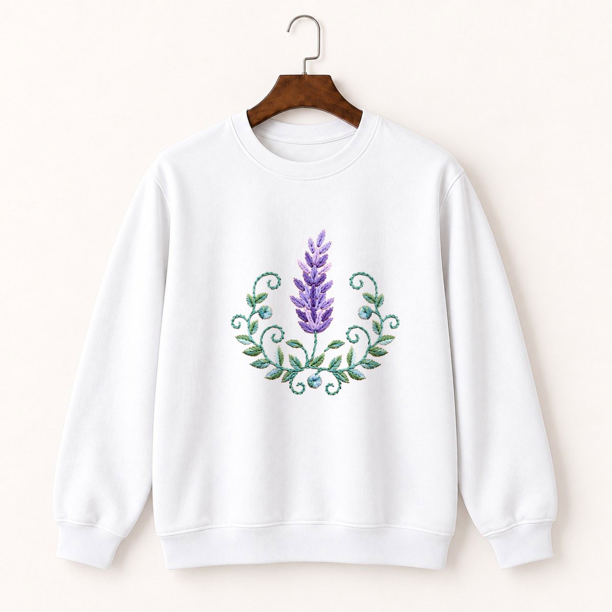 Lavender Flower Crewneck Sweatshirt 5