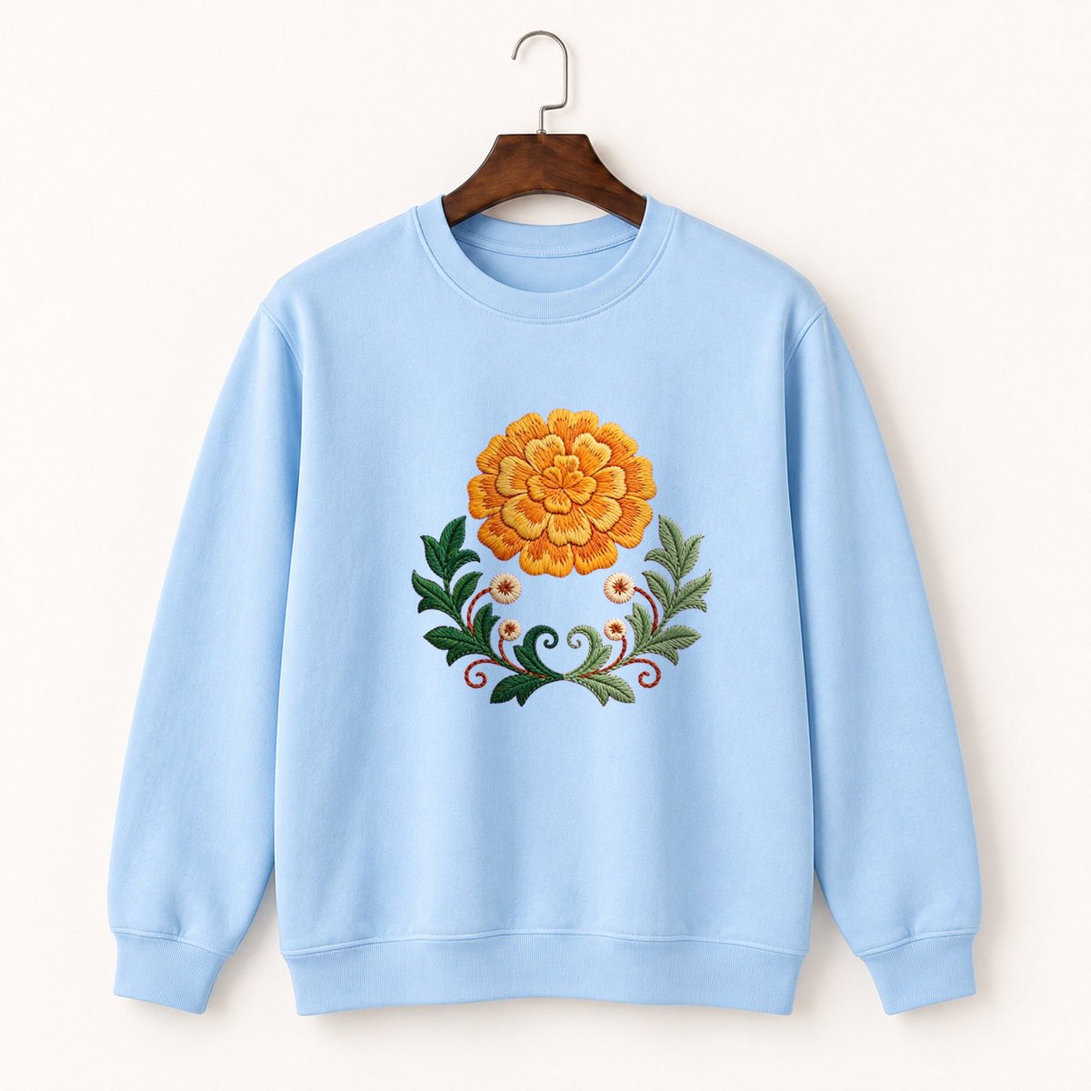 Marigold Flower Crewneck Sweatshirt 1