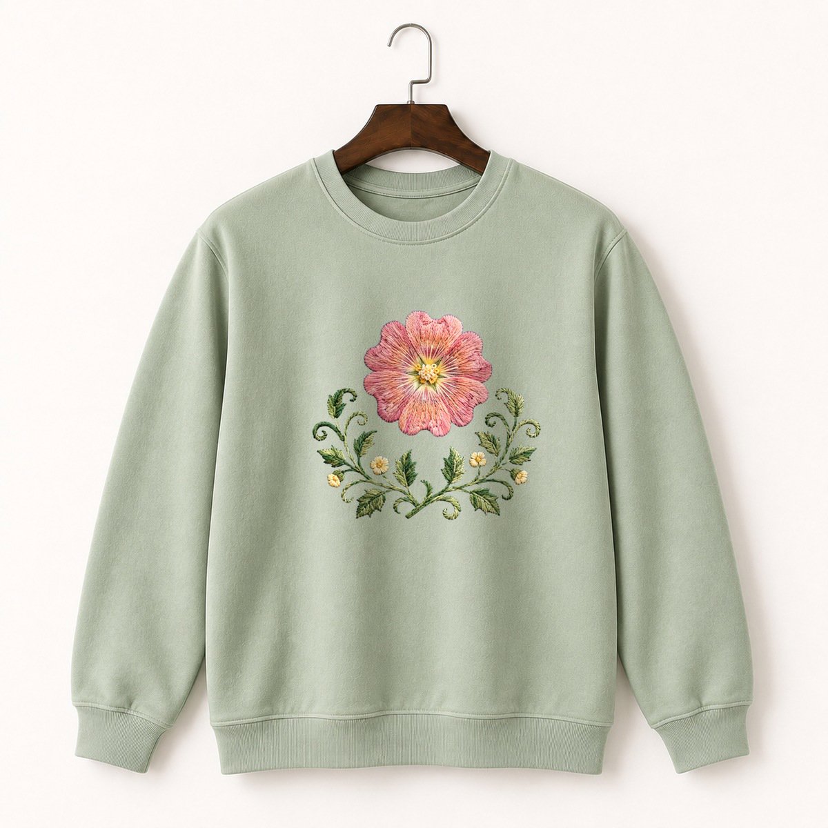 Hollyhock Flower Crewneck Sweatshirt 2