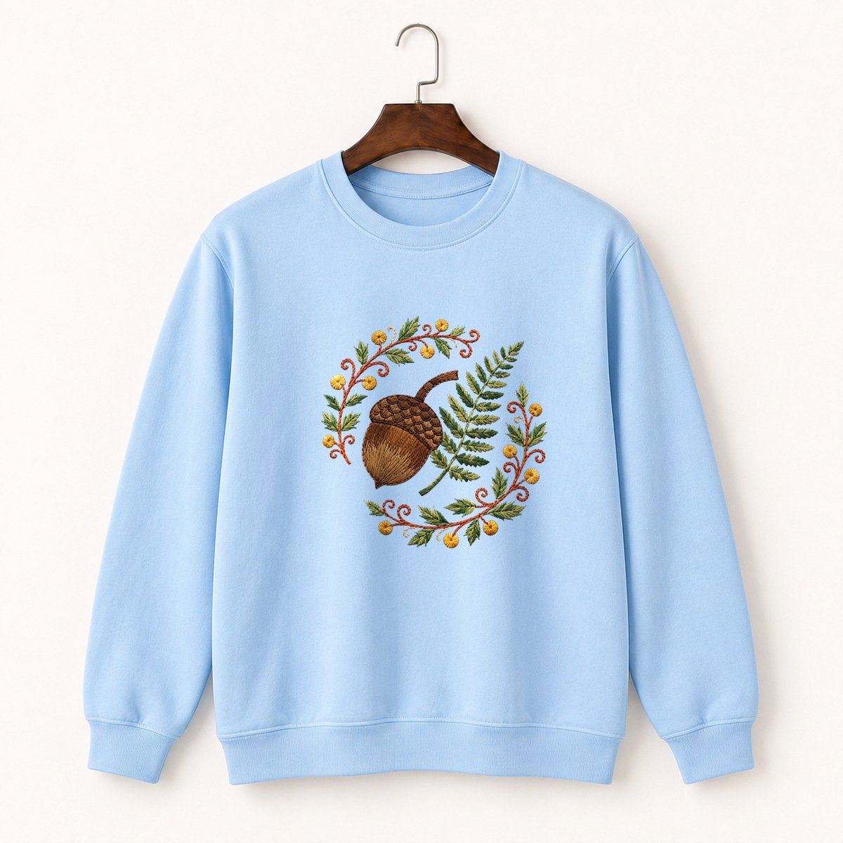 Woodland Acorn and Fern Crewneck Sweatshirt 1