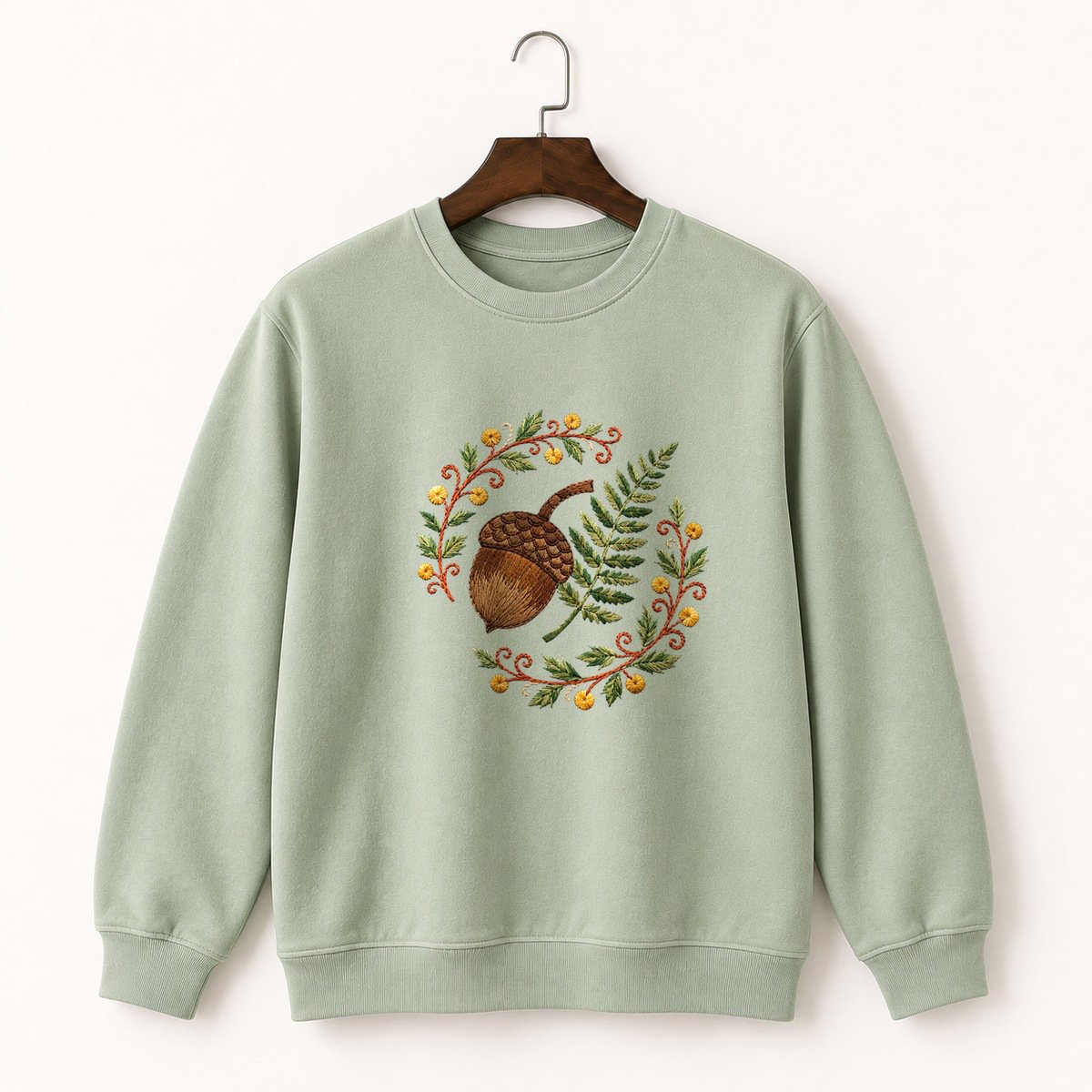 Woodland Acorn and Fern Crewneck Sweatshirt 2