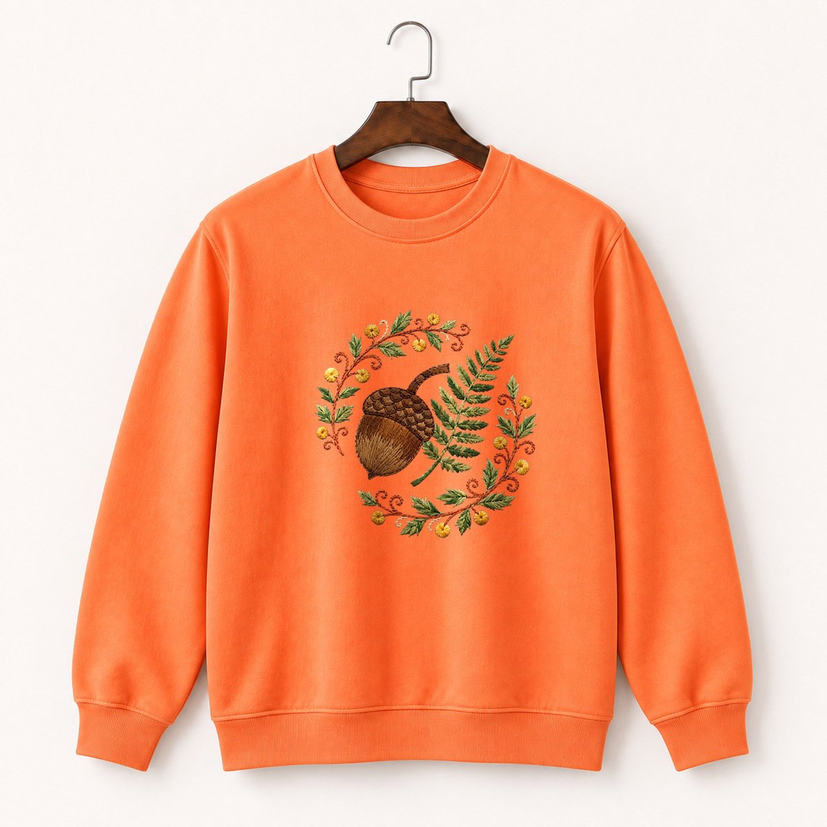 Woodland Acorn and Fern Crewneck Sweatshirt 3