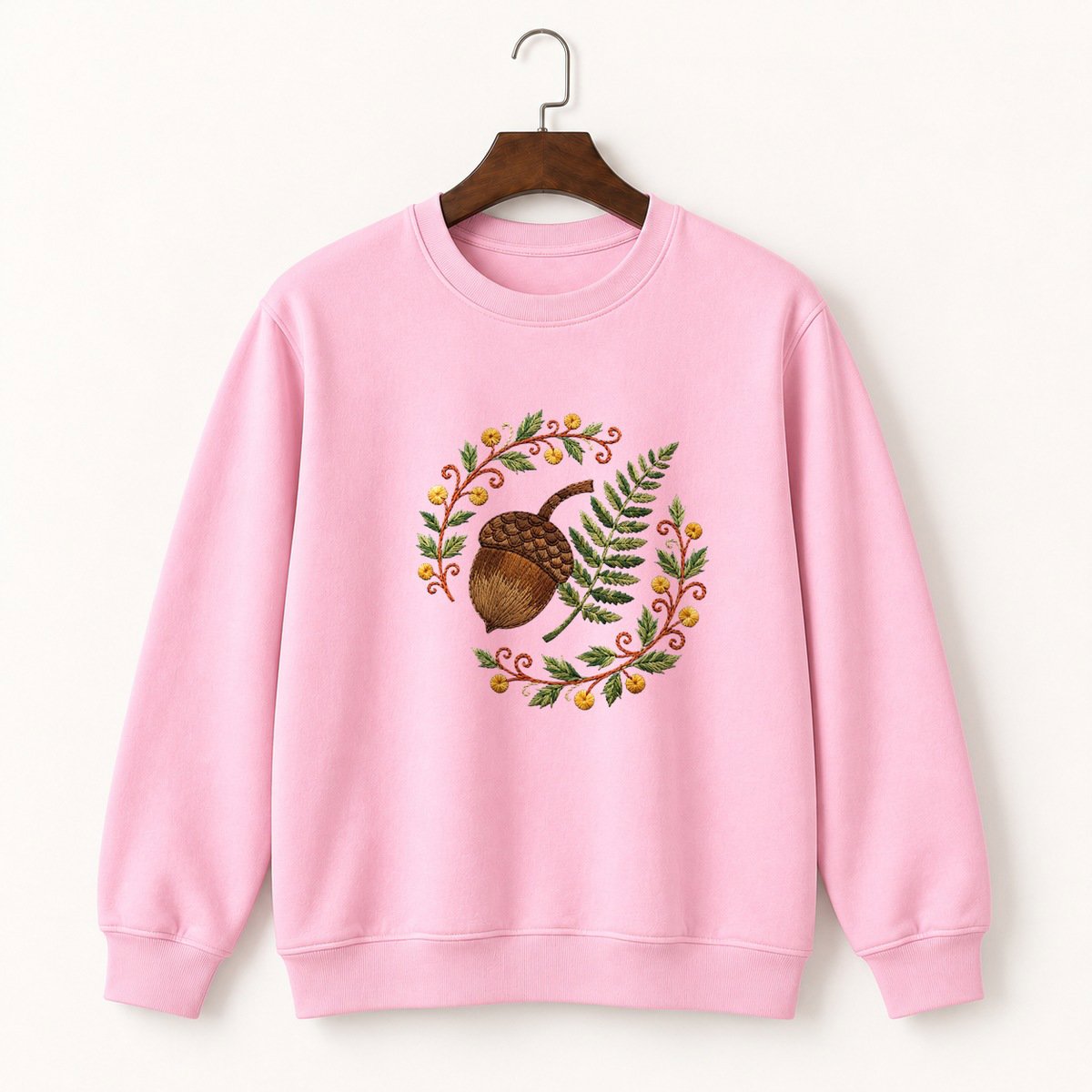 Woodland Acorn and Fern Crewneck Sweatshirt 4