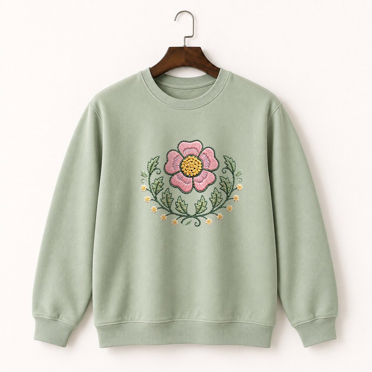 Dog Rose Flower Crewneck Sweatshirt 2