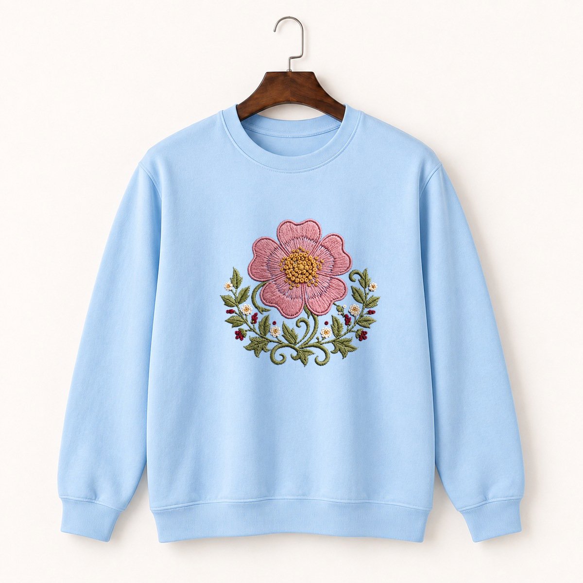 Wild Rose Flower Crewneck Sweatshirt 1