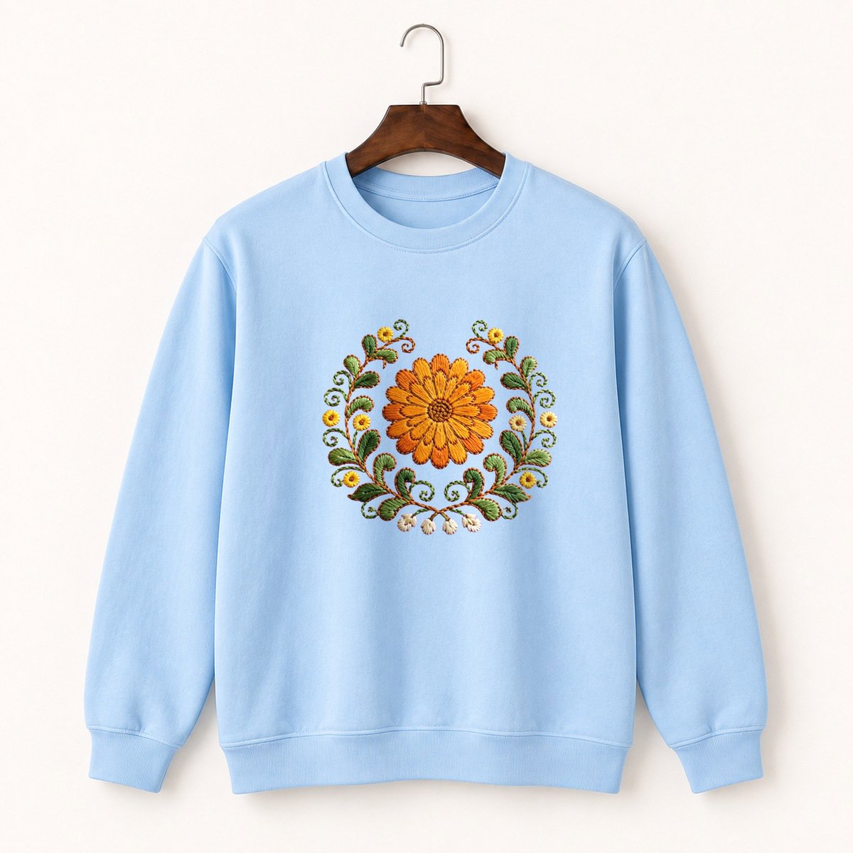 Calendula Flower Crewneck Sweatshirt 1