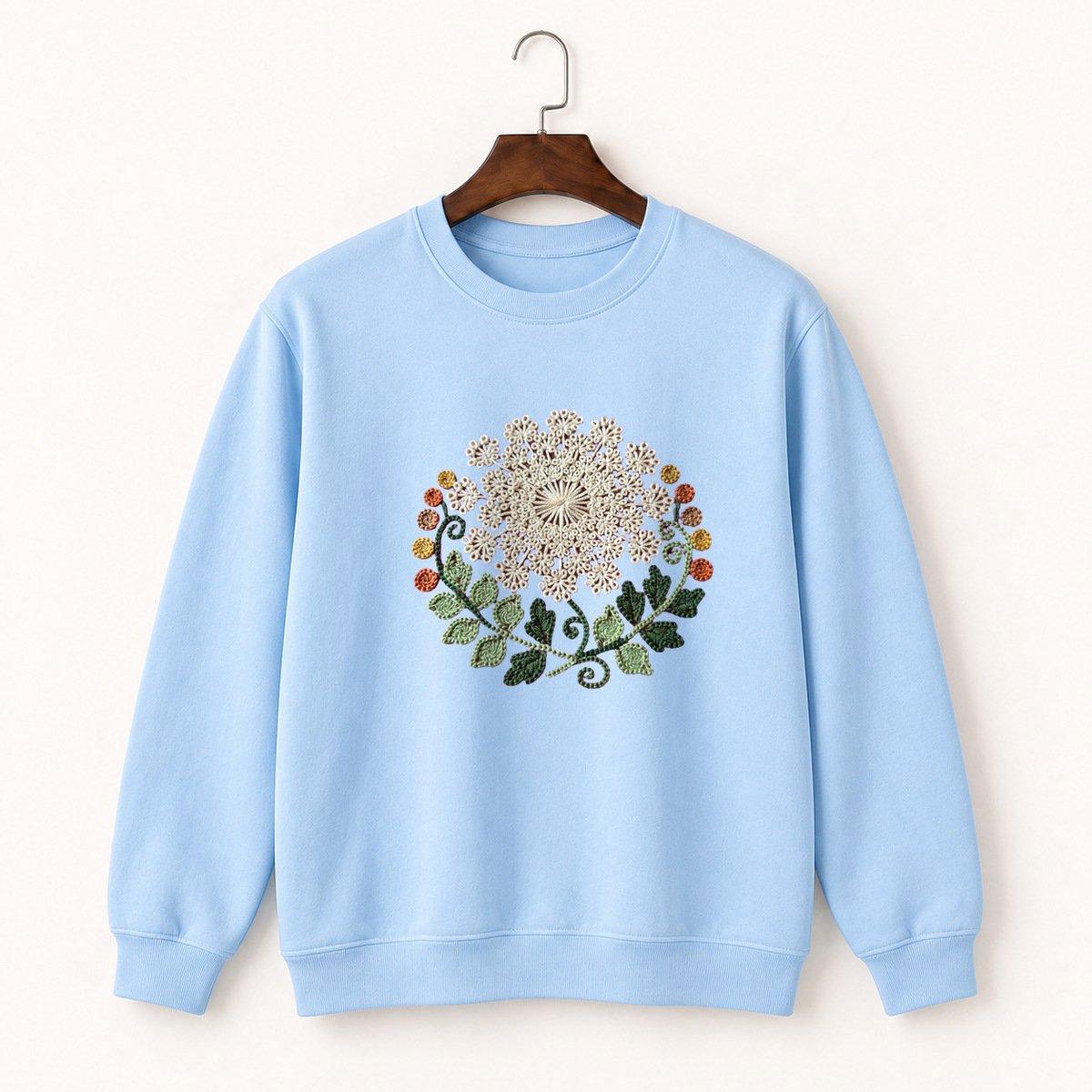 Queen Anne's Lace Flower Crewneck Sweatshirt 1