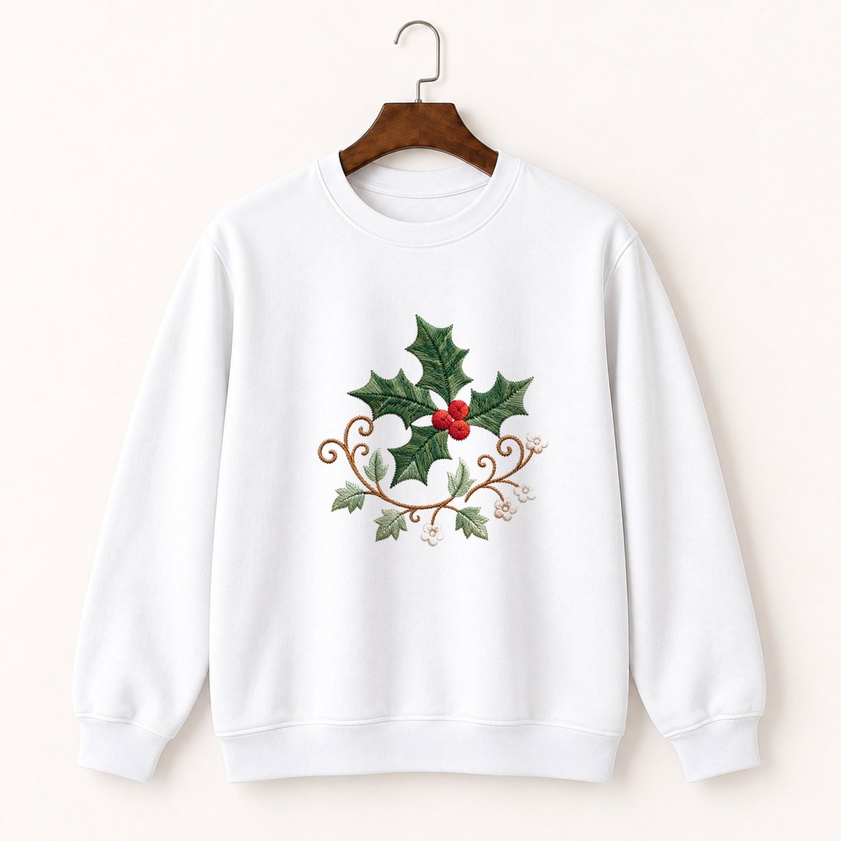 Holly Leaf and Berries Crewneck Sweatshirt 5