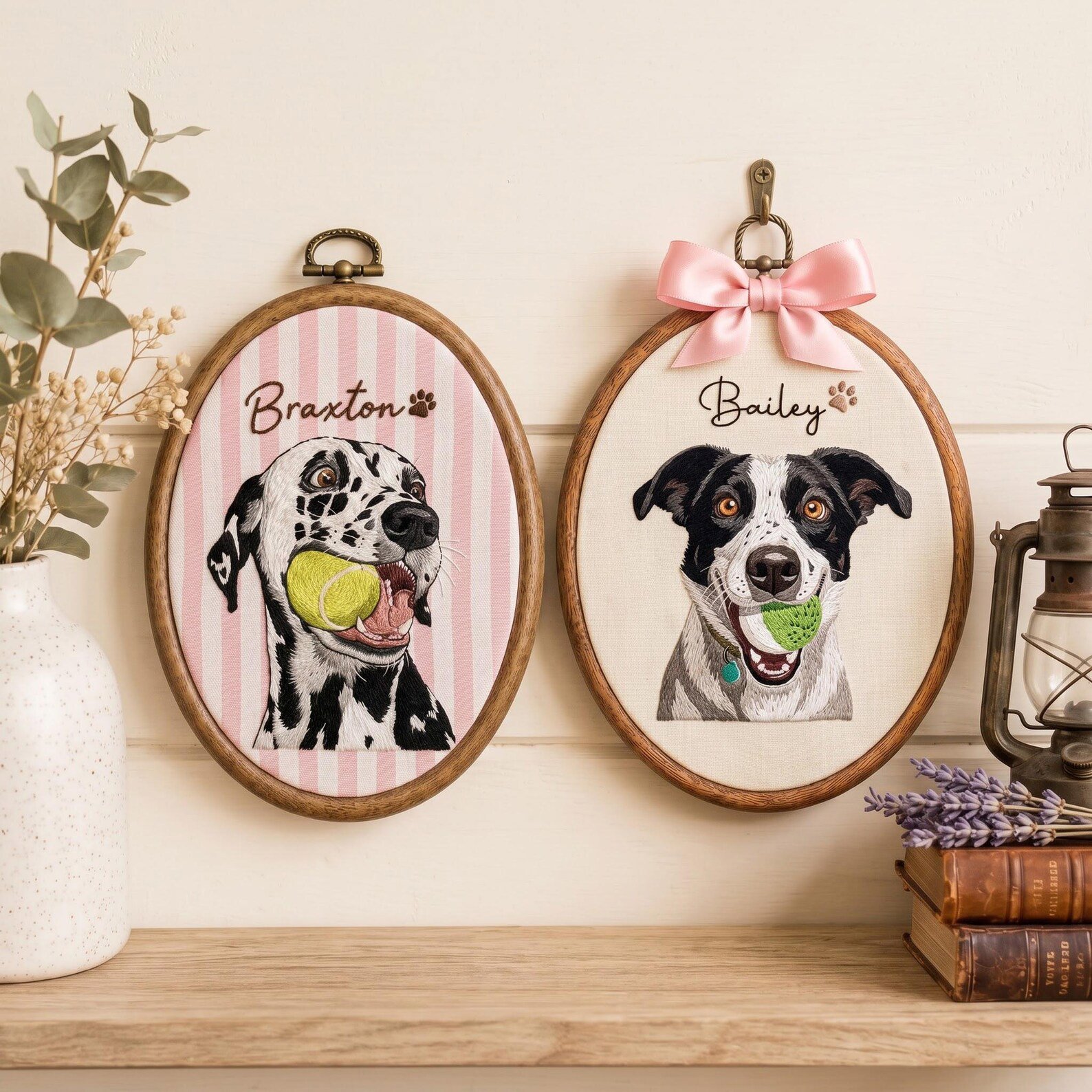Embroidered Custom Pet Portrait Hoop, Personalized Dog Cat Photo Keepsake, Pet Memorial Gift, Christmas Pet Lover Gift, Custom Name Hoop 4