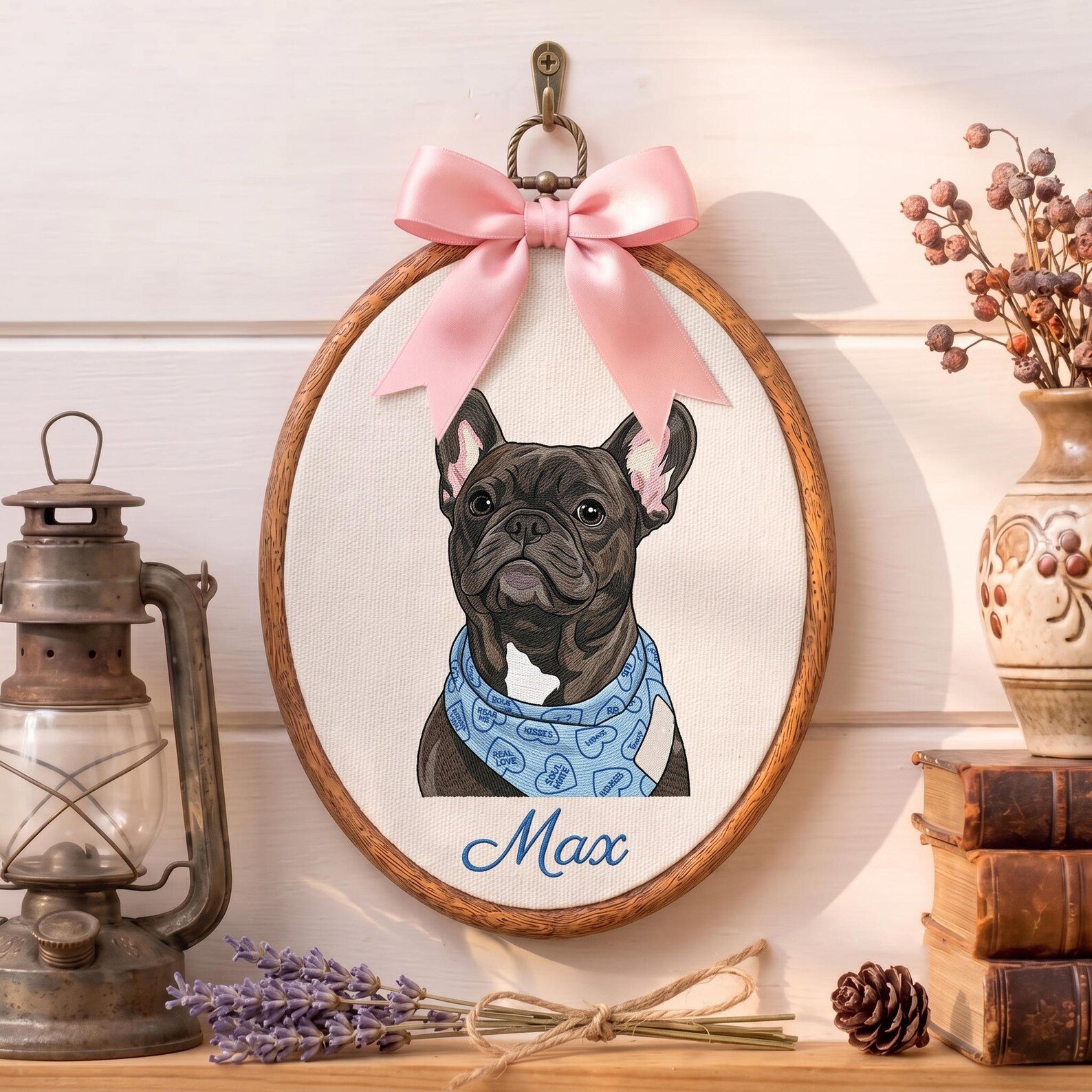 Embroidered Custom Pet Portrait Hoop, Personalized Dog Cat Photo Keepsake, Pet Memorial Gift, Christmas Pet Lover Gift, Custom Name Hoop 5
