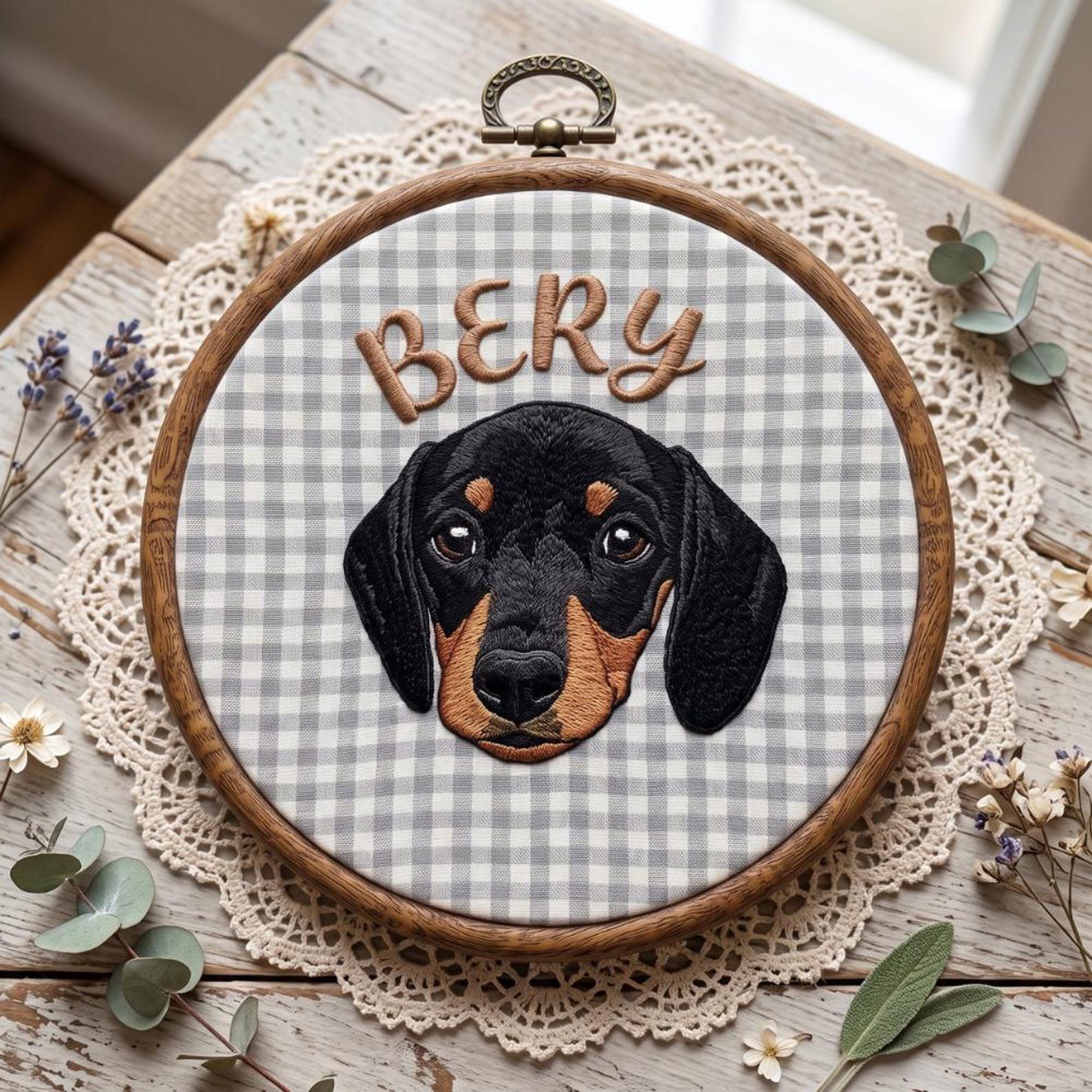 Custom Pet Face Embroidered Hoop, Pet Portrait Embroidered Wall Art, Custom Pet Decor, Pet Lover Memorial Gift 3