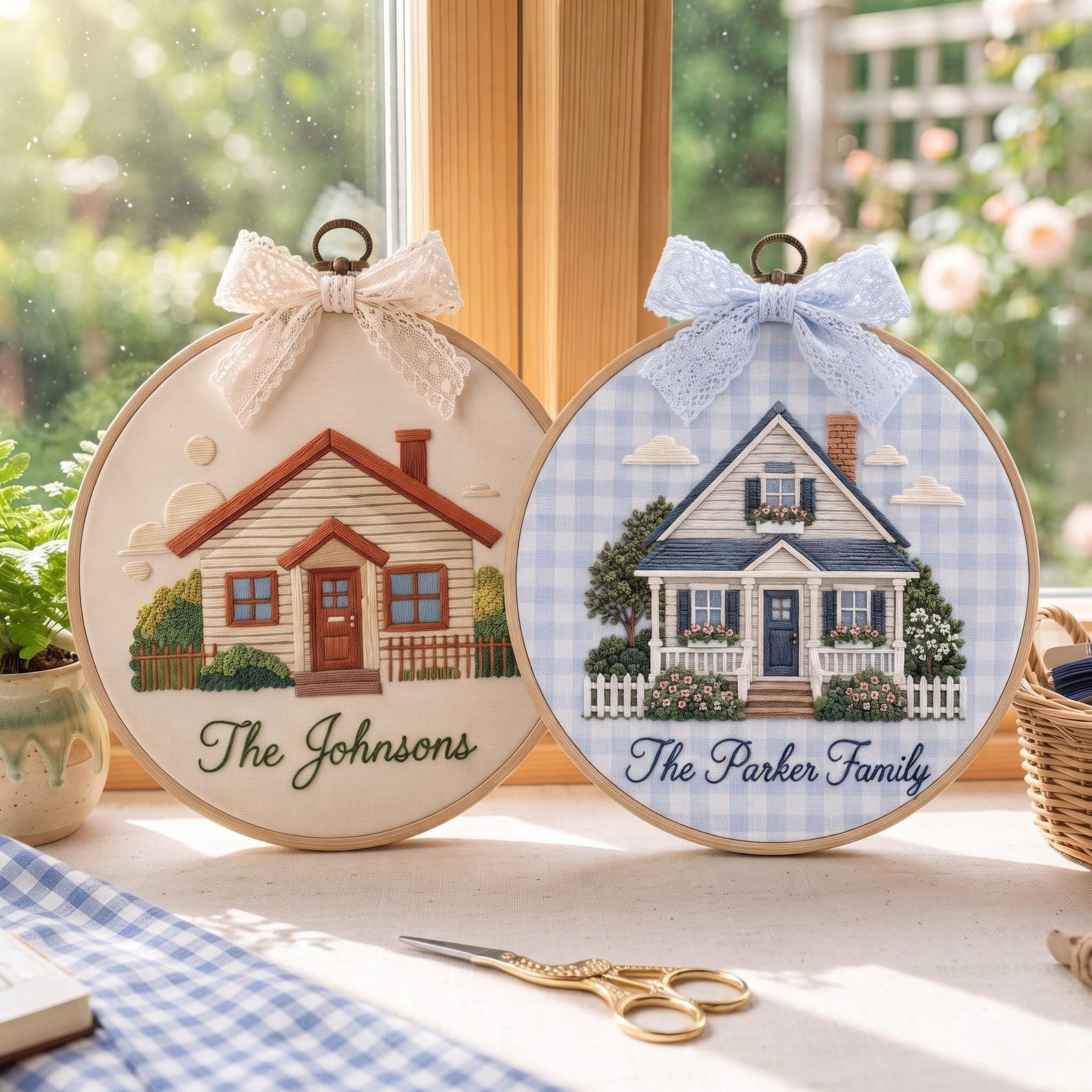 Embroidered Custom House Portrait Hoop, New Home Keepsake Wall Decor, Personalized Family Name Sign from Photo, Housewarming Gift 5