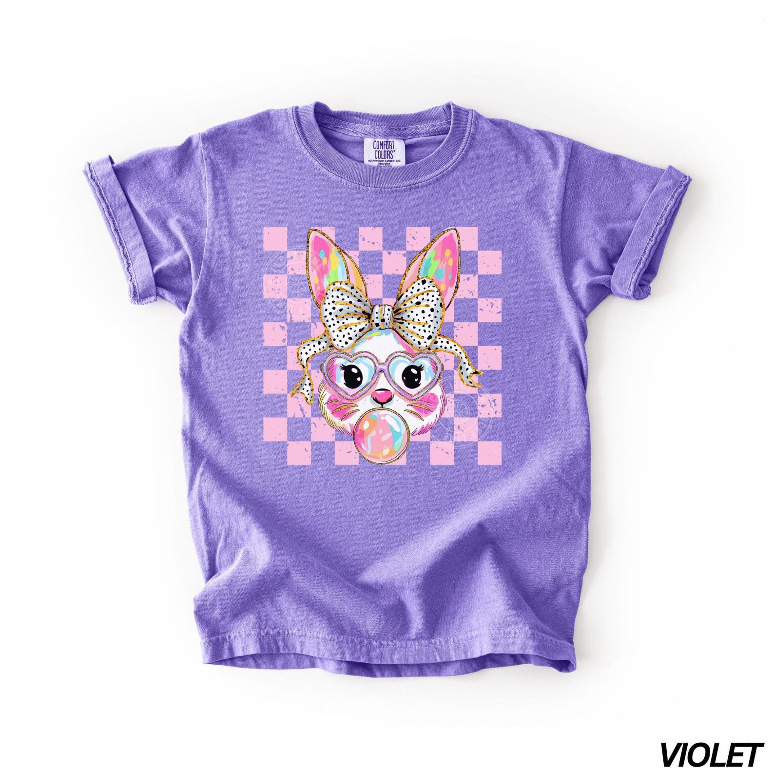 Kids Comfort Colors® Easter Bunny Shirt, Coquette Easter TShirt, Happy Easter Shirt, Coquette Bunny Shirt, Youth Easter, Girls Easter Tee 1