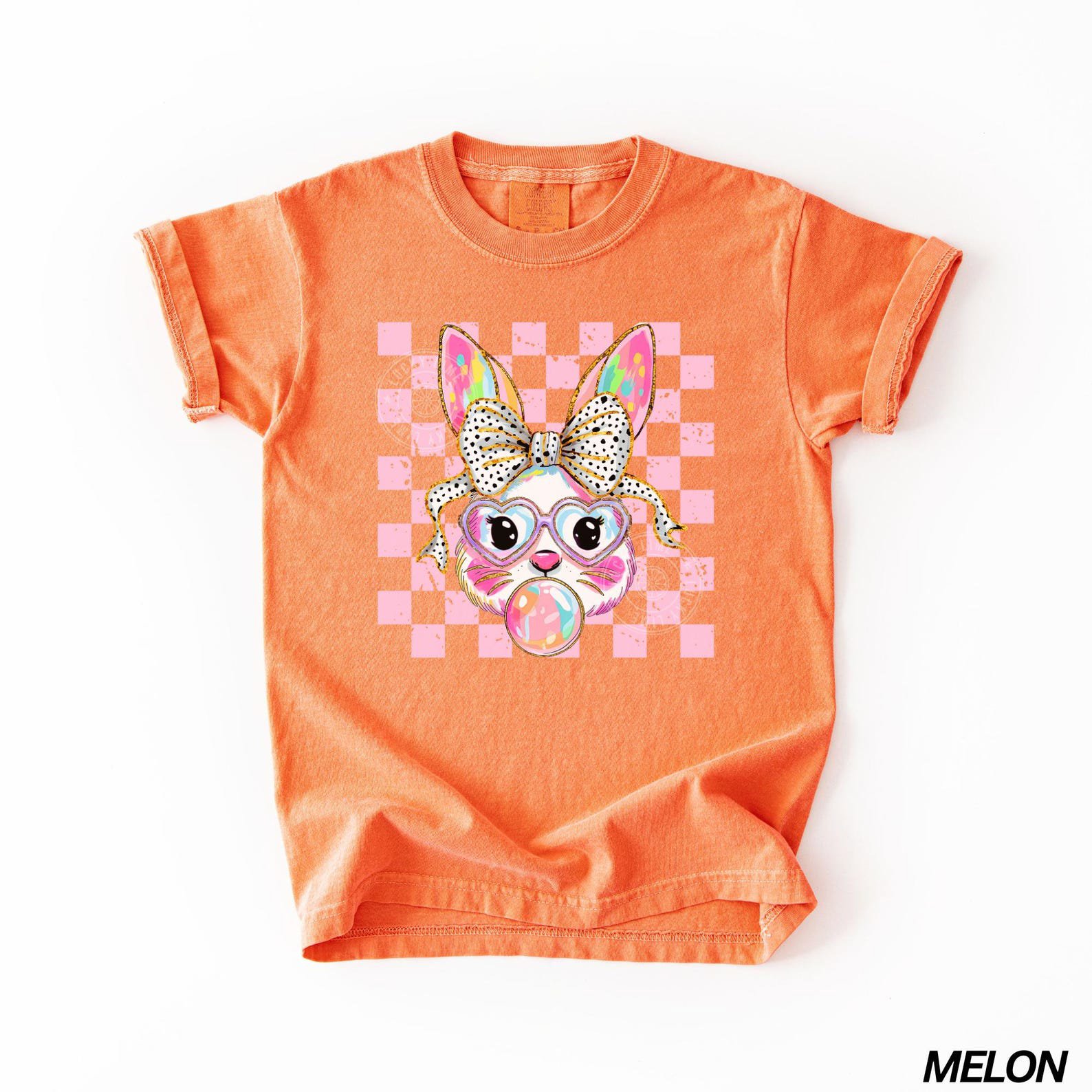 Kids Comfort Colors® Easter Bunny Shirt, Coquette Easter TShirt, Happy Easter Shirt, Coquette Bunny Shirt, Youth Easter, Girls Easter Tee 3