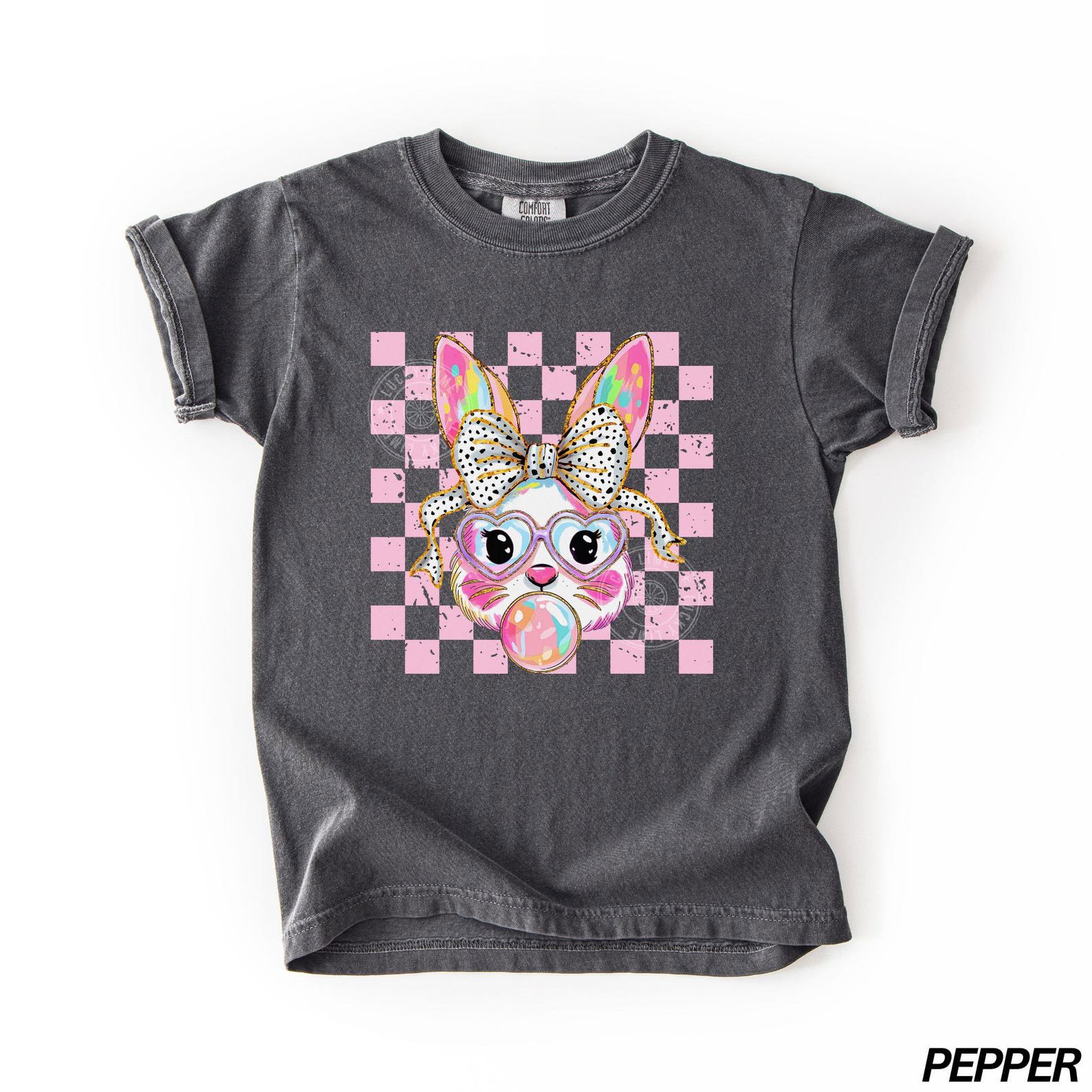 Kids Comfort Colors® Easter Bunny Shirt, Coquette Easter TShirt, Happy Easter Shirt, Coquette Bunny Shirt, Youth Easter, Girls Easter Tee 4