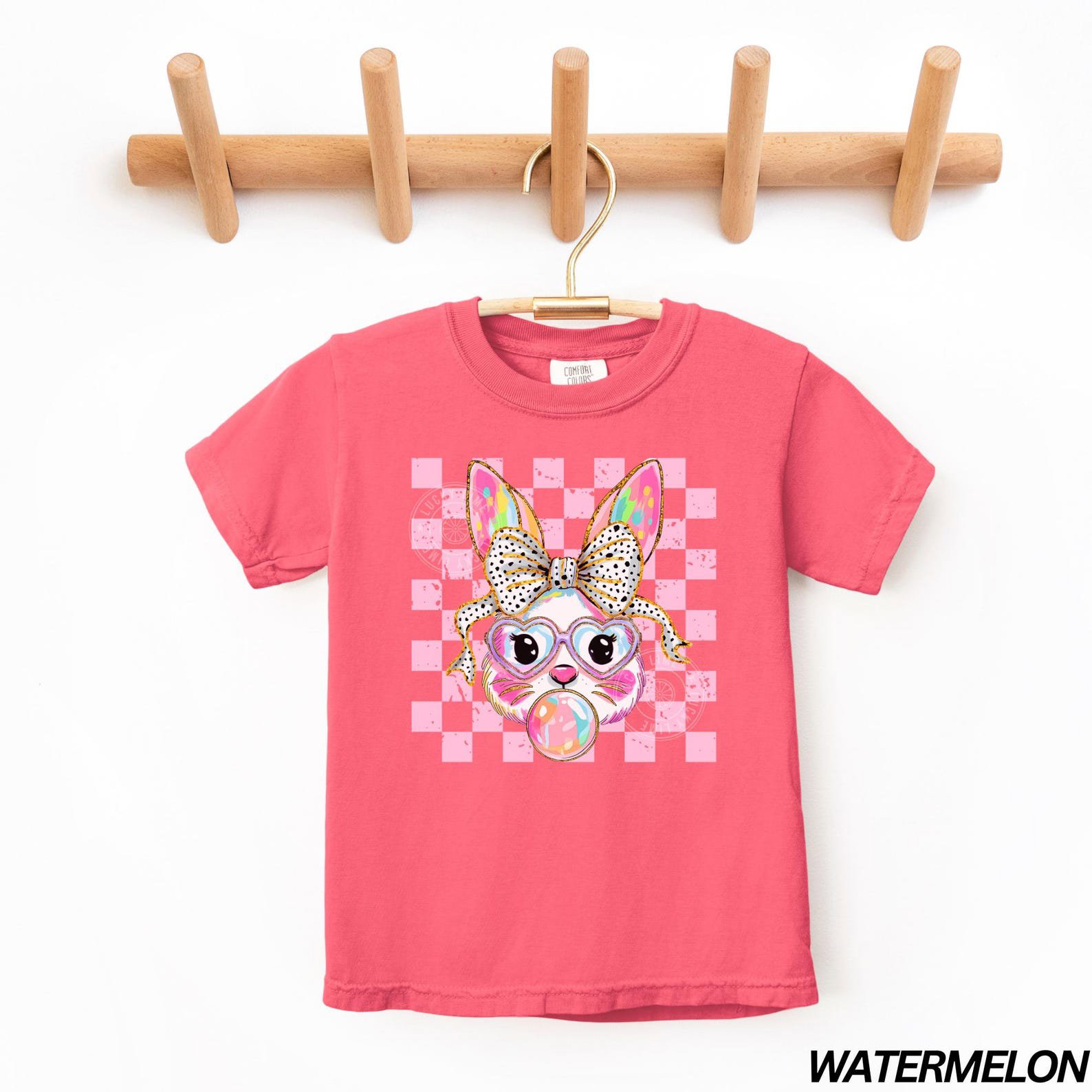 Kids Comfort Colors® Easter Bunny Shirt, Coquette Easter TShirt, Happy Easter Shirt, Coquette Bunny Shirt, Youth Easter, Girls Easter Tee 6