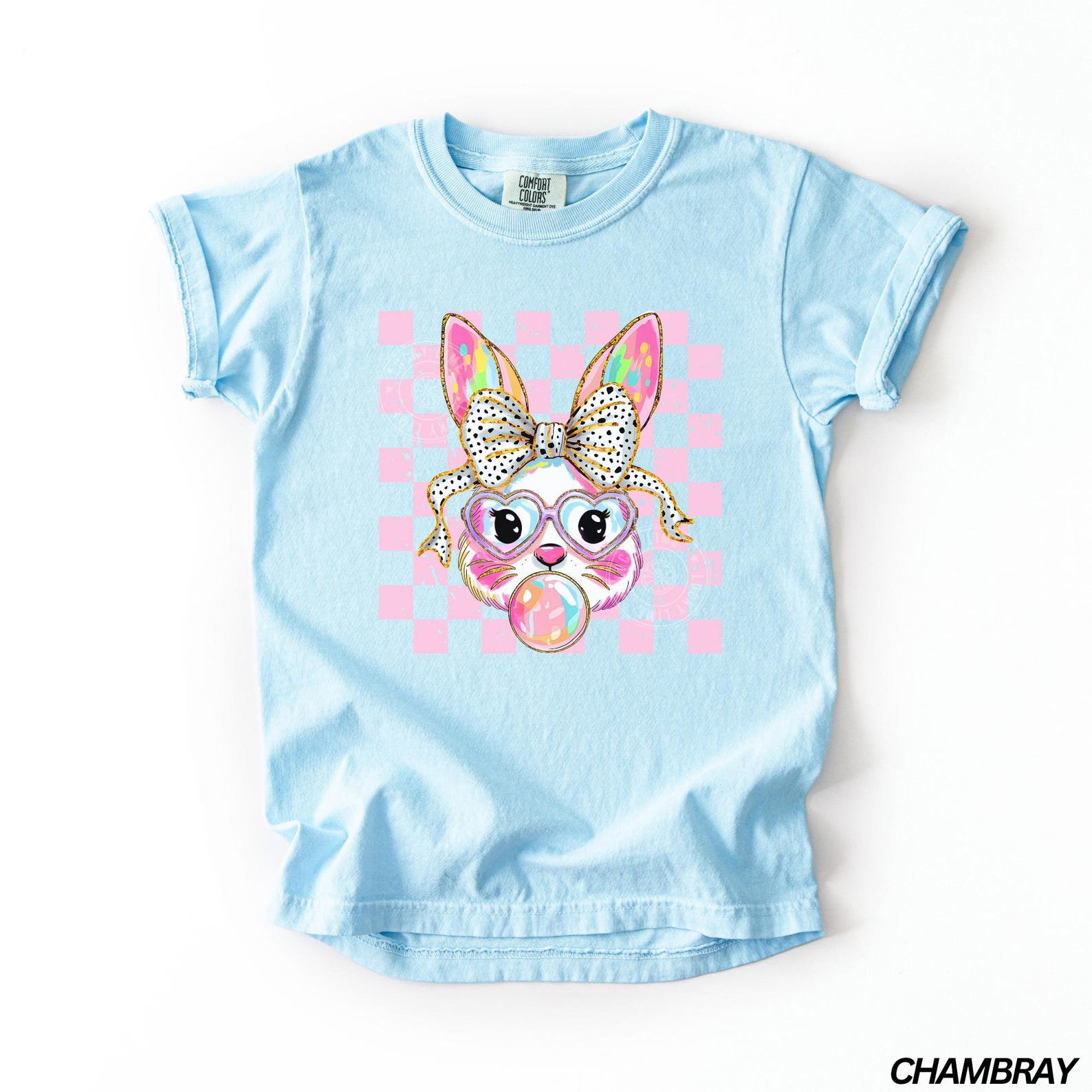 Kids Comfort Colors® Easter Bunny Shirt, Coquette Easter TShirt, Happy Easter Shirt, Coquette Bunny Shirt, Youth Easter, Girls Easter Tee 7