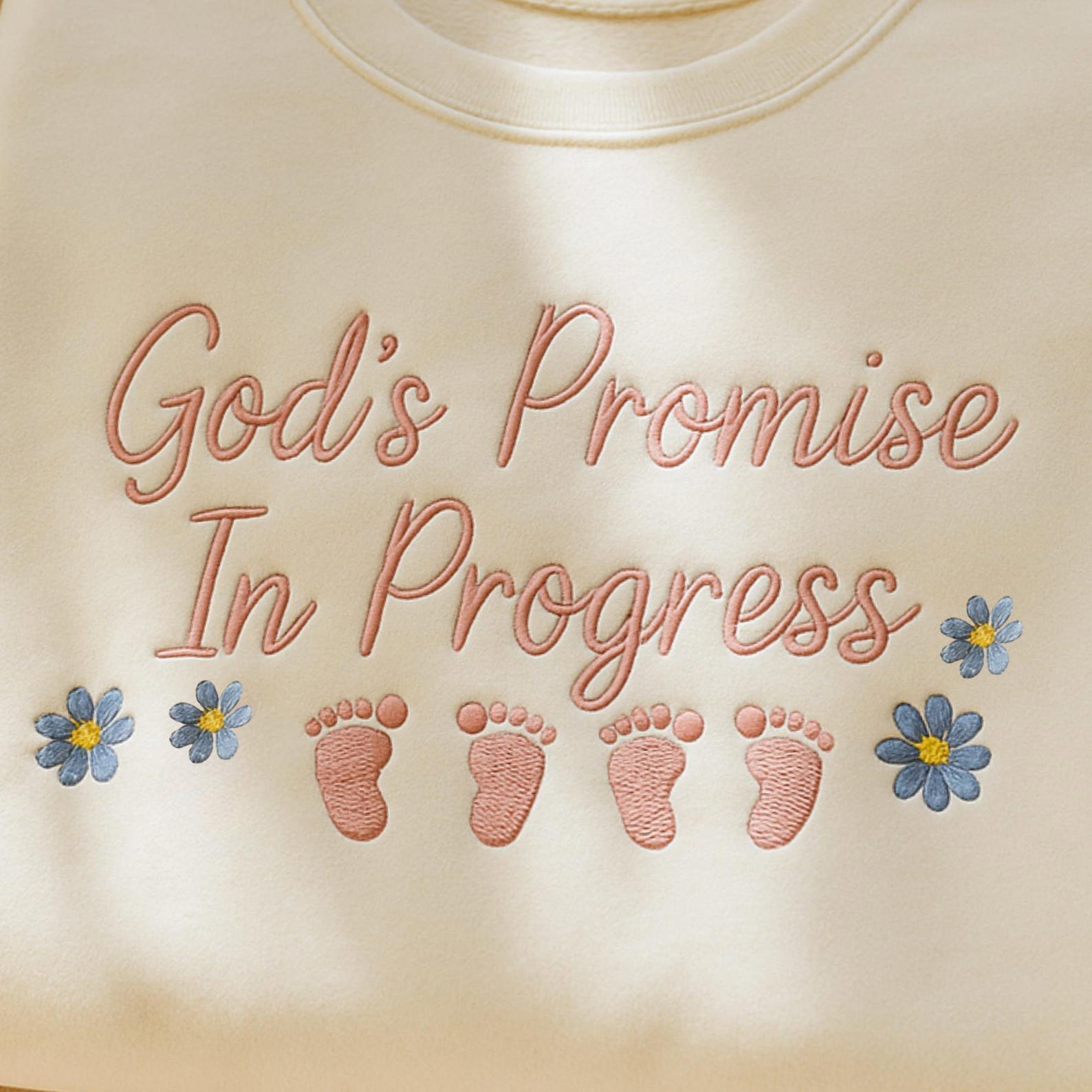 Embroidered Christian Pregnancy Sweatshirt: God's Promise In Progress Baby Announcement 2