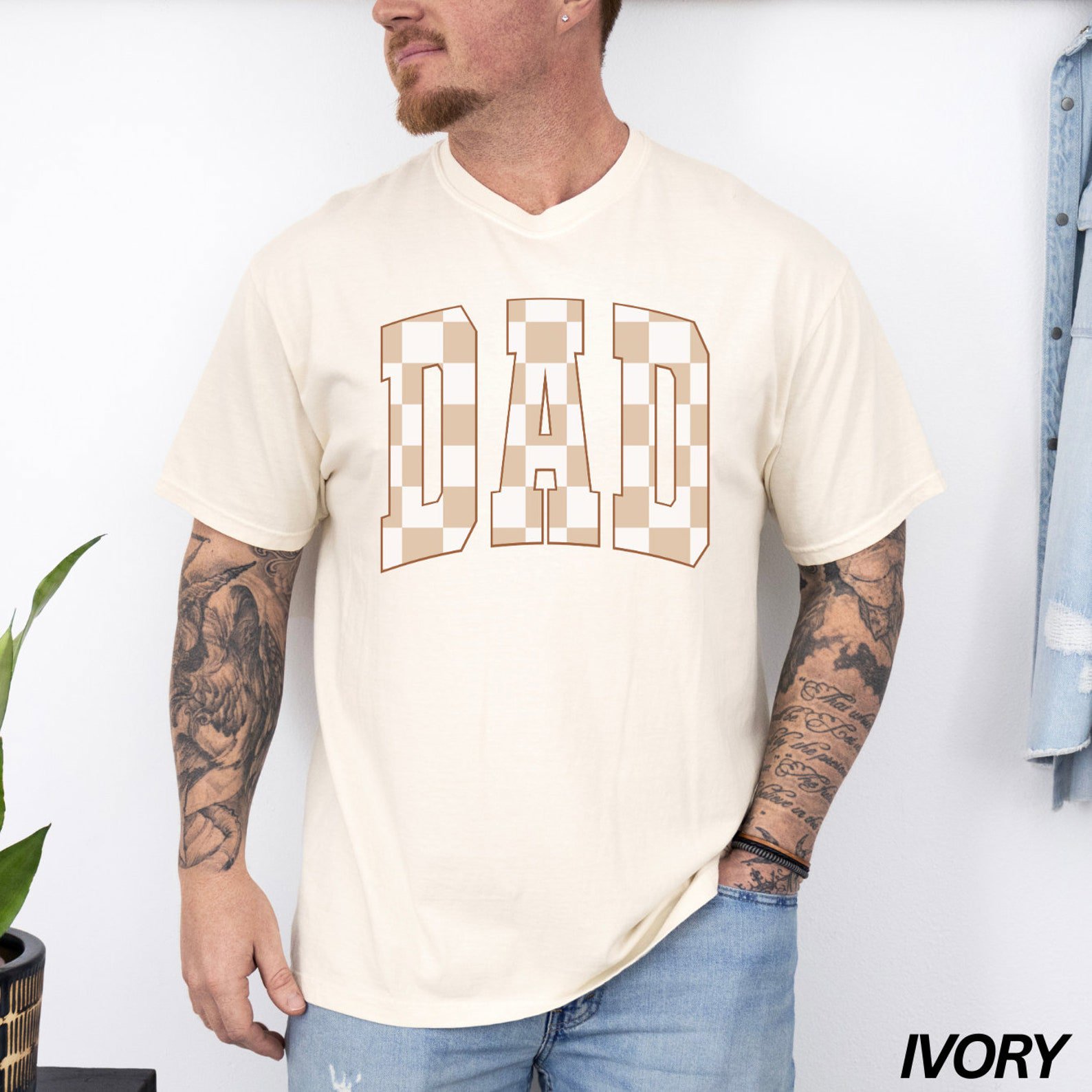 Checkered Dad Shirt, Varsity Dad Shirt, New Dad Gift, Fatherhood Shirt, Dada Tshirt, Gifts for Men, Baby Announcement, Gender Reveal Shirt 4