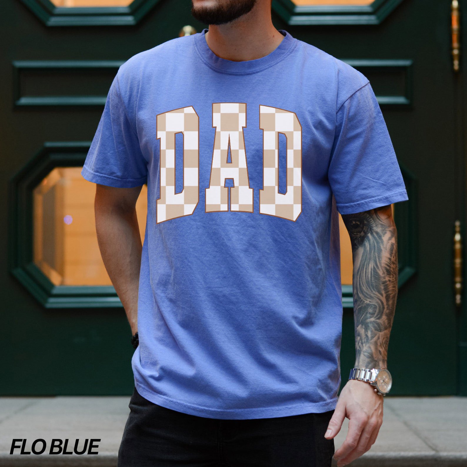 Checkered Dad Shirt, Varsity Dad Shirt, New Dad Gift, Fatherhood Shirt, Dada Tshirt, Gifts for Men, Baby Announcement, Gender Reveal Shirt 6