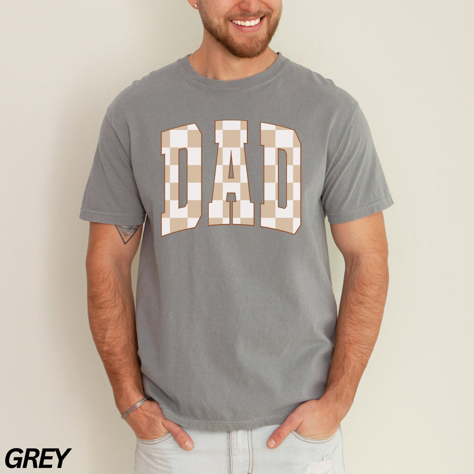 Checkered Dad Shirt, Varsity Dad Shirt, New Dad Gift, Fatherhood Shirt, Dada Tshirt, Gifts for Men, Baby Announcement, Gender Reveal Shirt 5