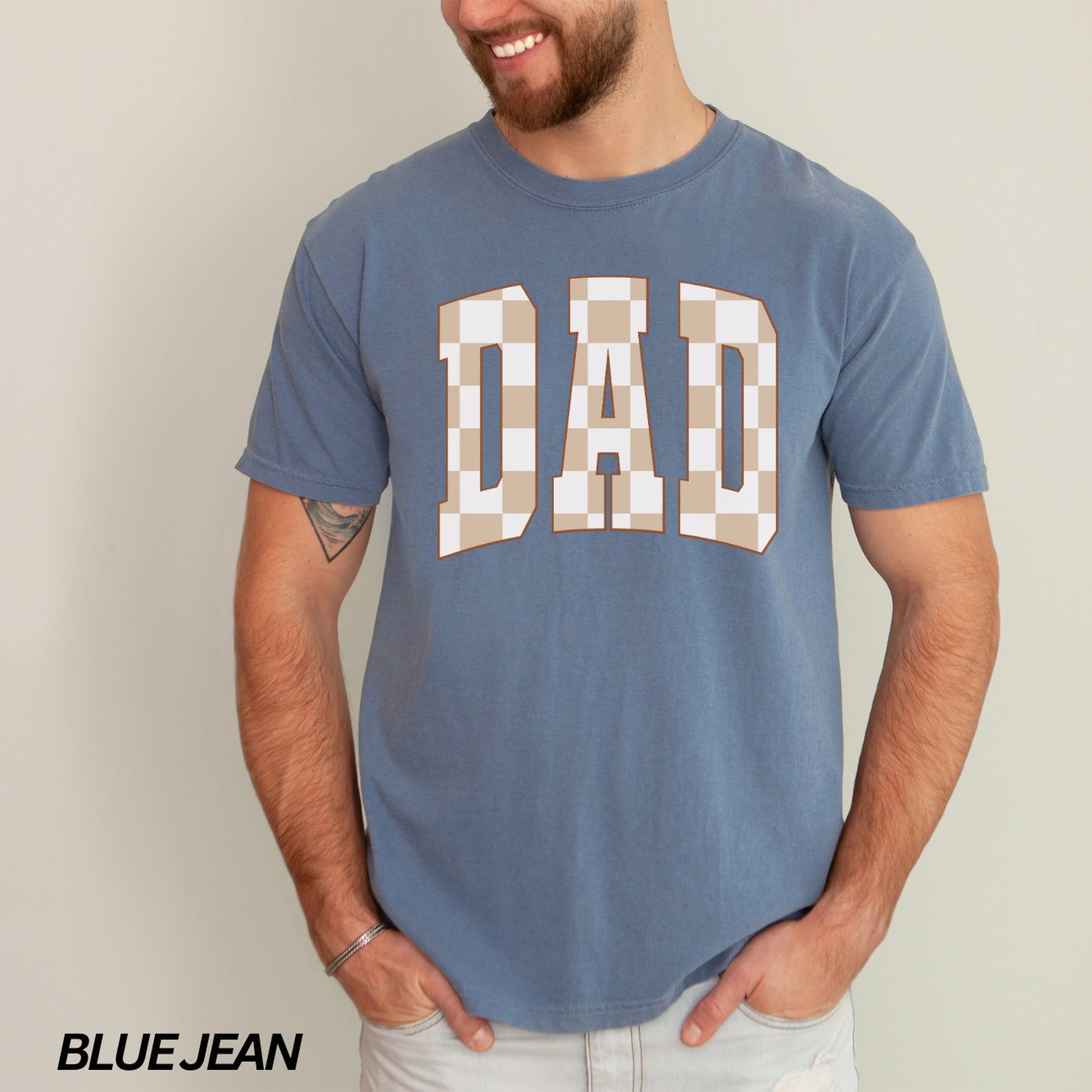 Checkered Dad Shirt, Varsity Dad Shirt, New Dad Gift, Fatherhood Shirt, Dada Tshirt, Gifts for Men, Baby Announcement, Gender Reveal Shirt 7