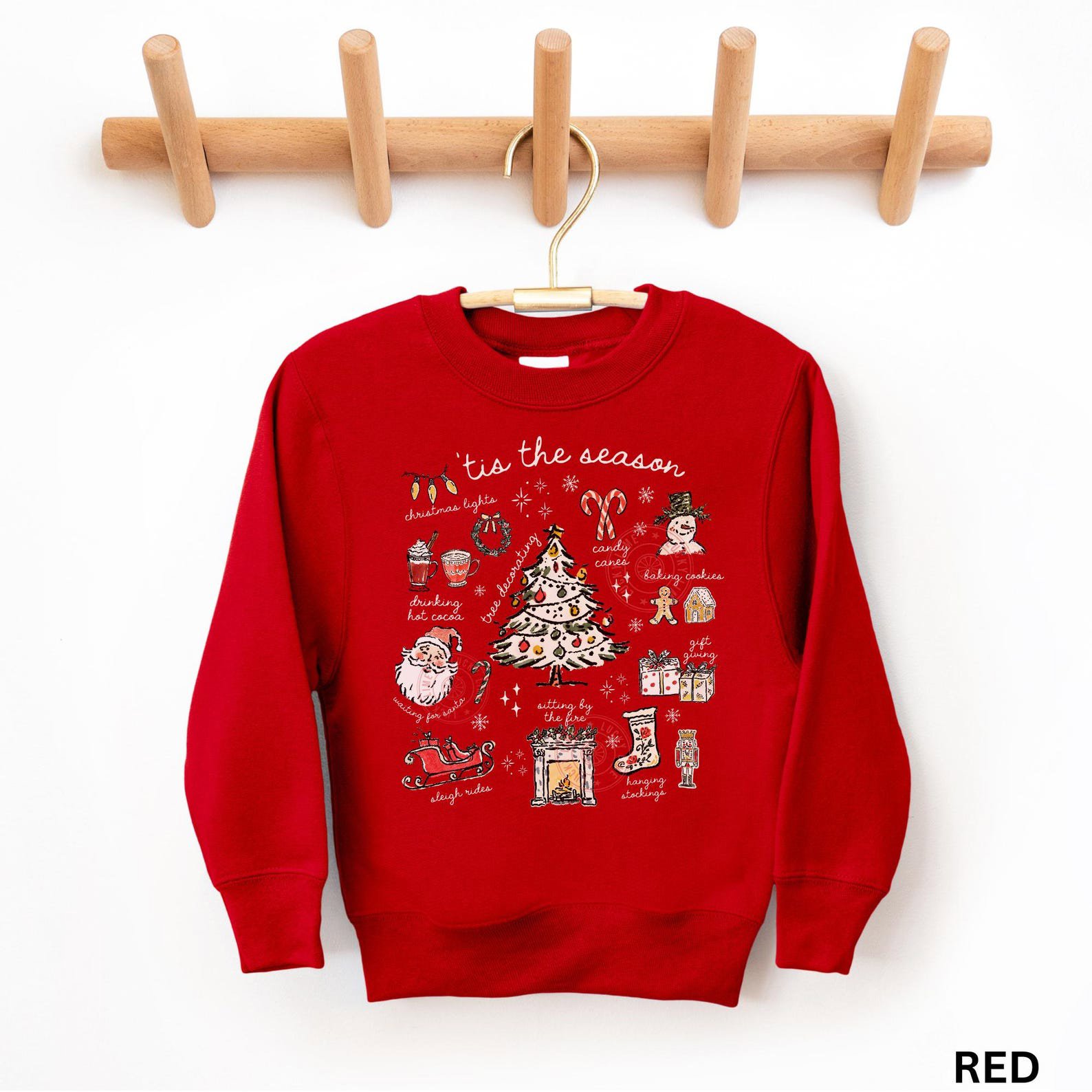 Kids Christmas Sweatshirt, Tis the Season Sweatshirt, Youth Holiday Sweater, Christmas Tree Shirt, Santa Shirt, Girls Christmas Sweatshirt 3