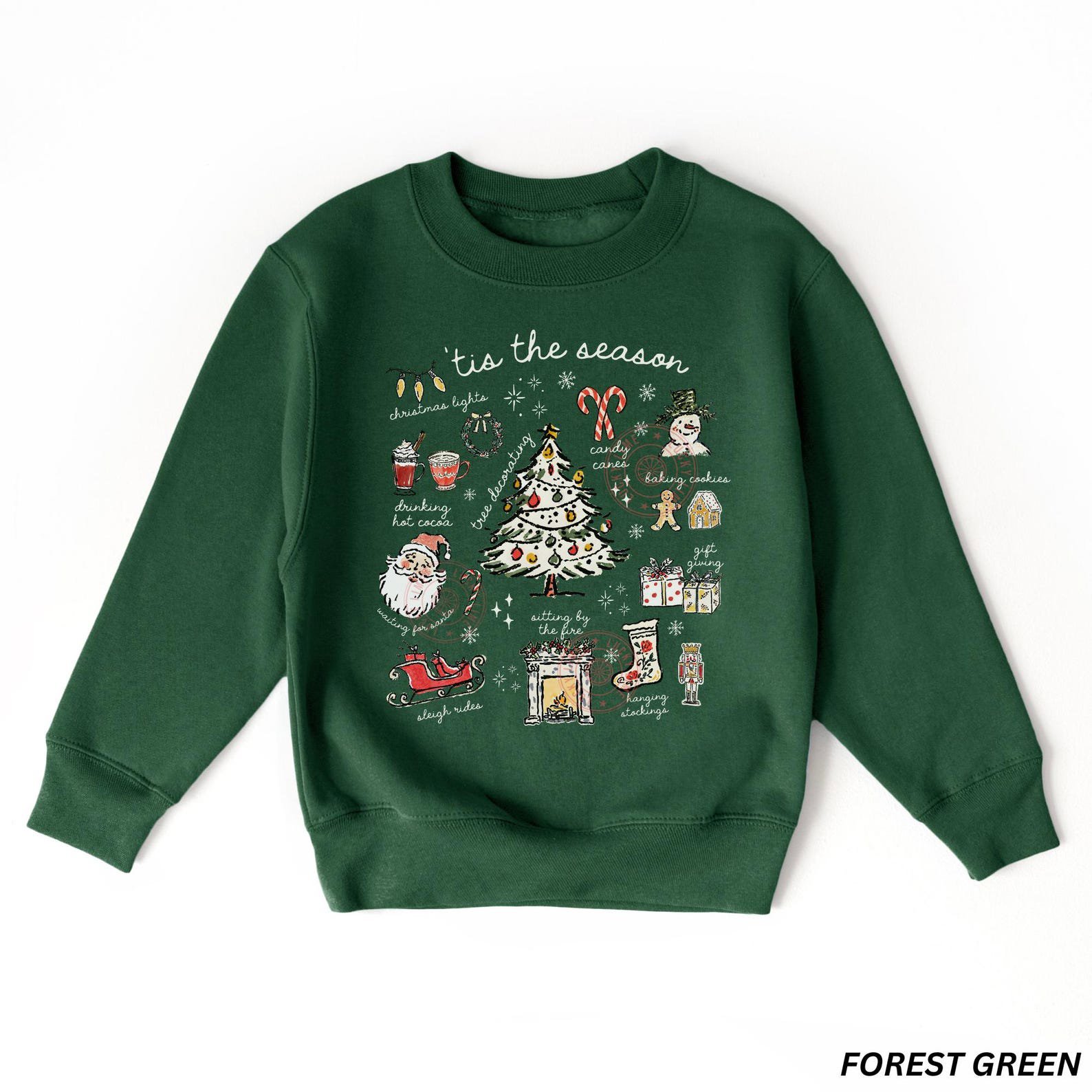 Kids Christmas Sweatshirt, Tis the Season Sweatshirt, Youth Holiday Sweater, Christmas Tree Shirt, Santa Shirt, Girls Christmas Sweatshirt 1
