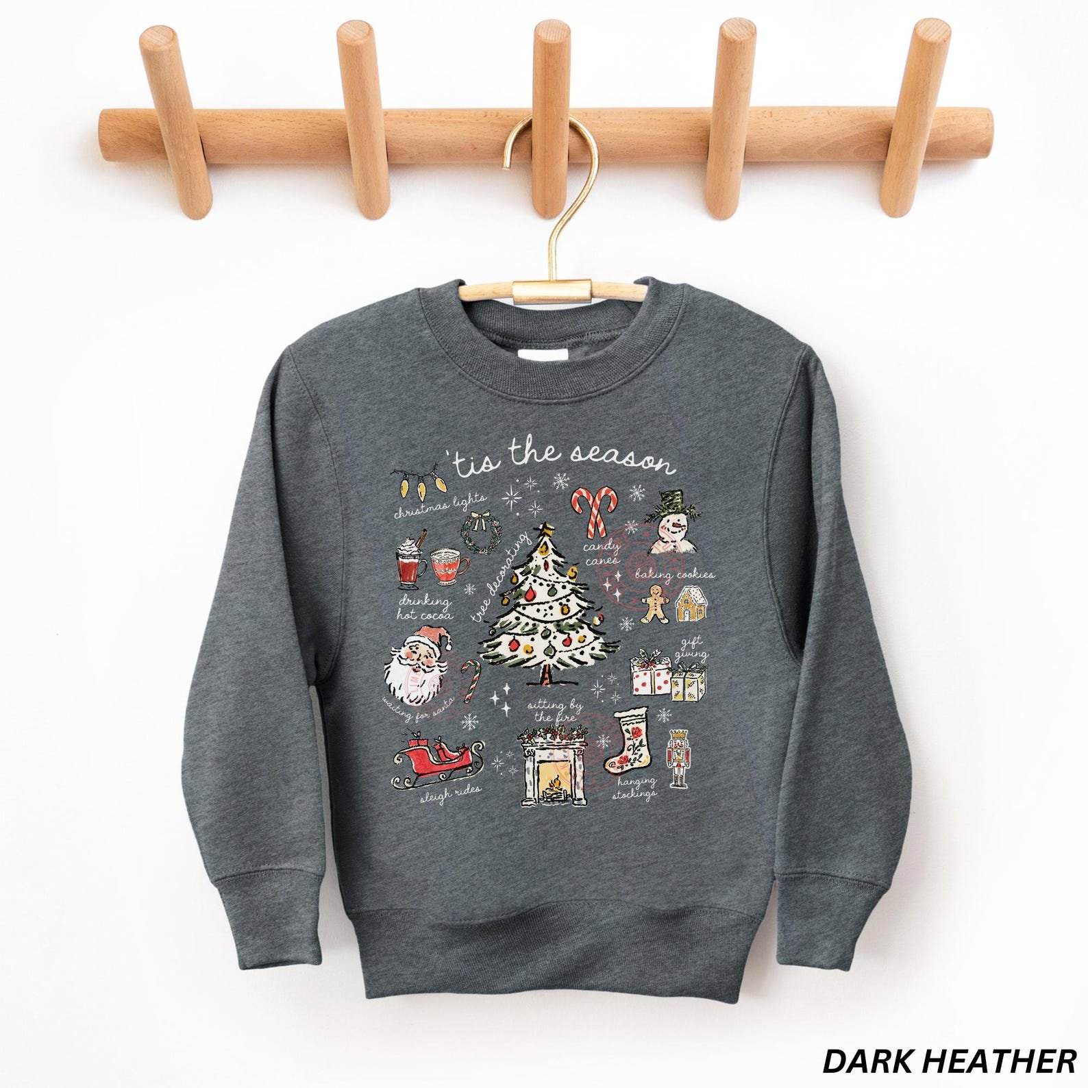 Kids Christmas Sweatshirt, Tis the Season Sweatshirt, Youth Holiday Sweater, Christmas Tree Shirt, Santa Shirt, Girls Christmas Sweatshirt 5
