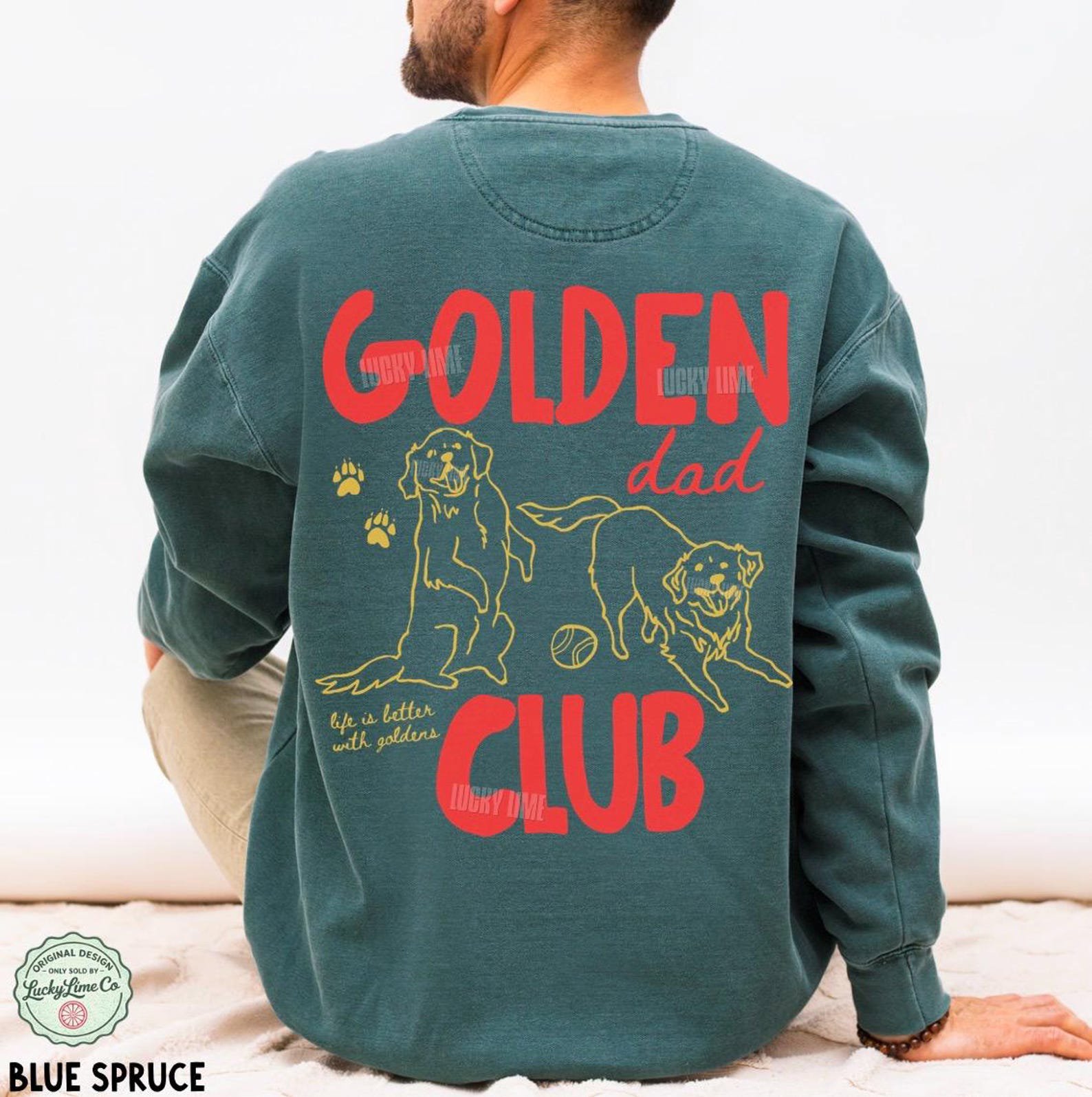 Golden Dad Club Comfort Colors® Sweatshirt, Mens Back Design Sweatshirt, Dog Dad Crewneck, Retriever Dog Shirt, Mens Crewneck Sweatshirt 4