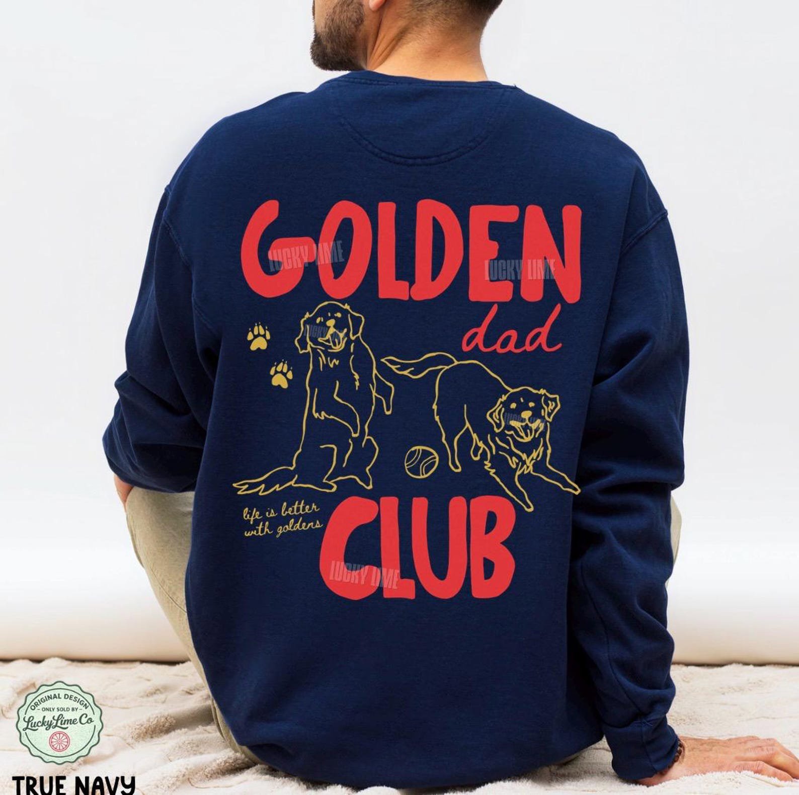 Golden Dad Club Comfort Colors® Sweatshirt, Mens Back Design Sweatshirt, Dog Dad Crewneck, Retriever Dog Shirt, Mens Crewneck Sweatshirt 5