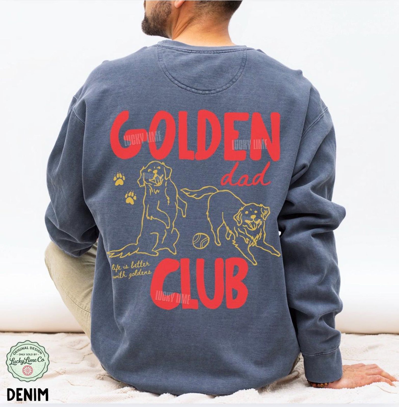Golden Dad Club Comfort Colors® Sweatshirt, Mens Back Design Sweatshirt, Dog Dad Crewneck, Retriever Dog Shirt, Mens Crewneck Sweatshirt 6