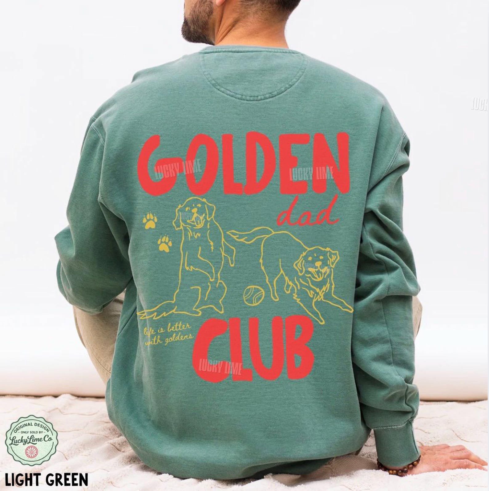 Golden Dad Club Comfort Colors® Sweatshirt, Mens Back Design Sweatshirt, Dog Dad Crewneck, Retriever Dog Shirt, Mens Crewneck Sweatshirt 7