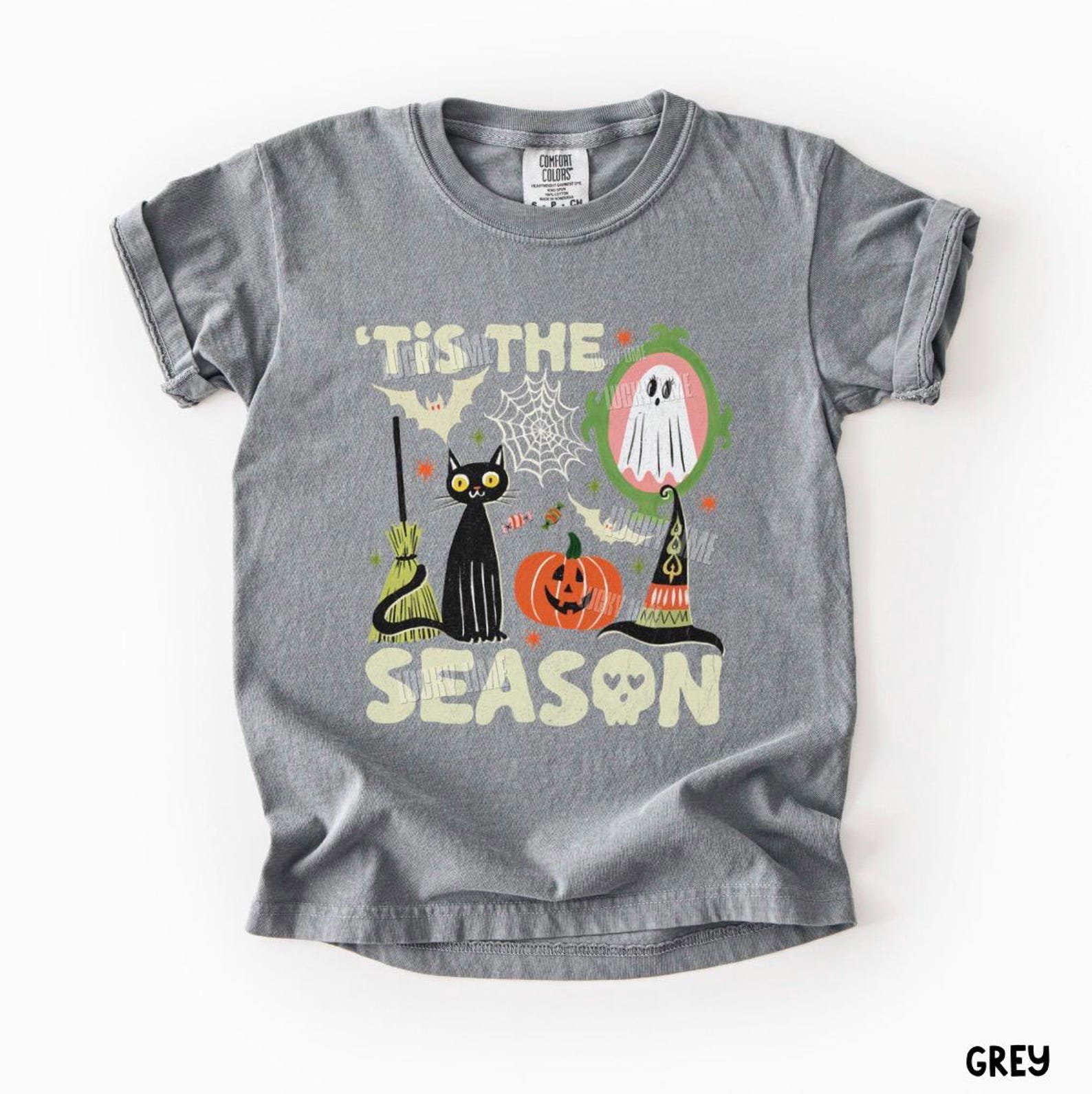 Kids Tis the Season Halloween Shirt, Retro Halloween Comfort Colors® Shirt For Kids, Youth Halloween TShirt, Girls Tee, Kids Ghost Shirt 4