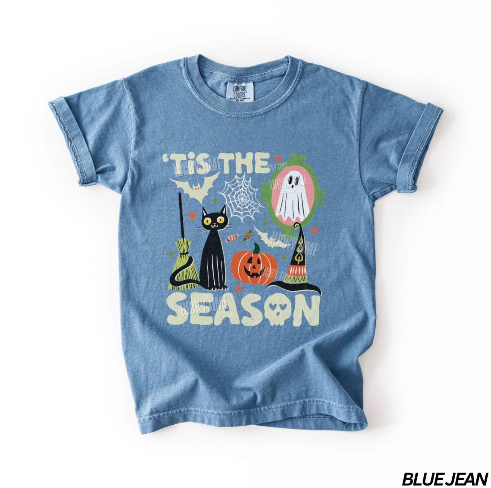 Kids Tis the Season Halloween Shirt, Retro Halloween Comfort Colors® Shirt For Kids, Youth Halloween TShirt, Girls Tee, Kids Ghost Shirt 7