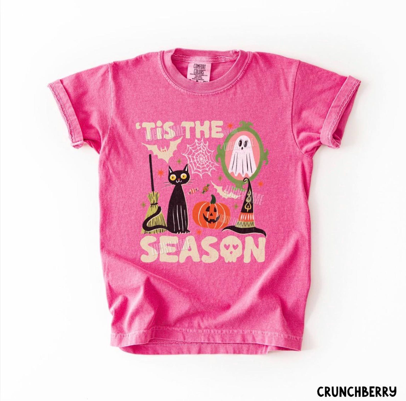Kids Tis the Season Halloween Shirt, Retro Halloween Comfort Colors® Shirt For Kids, Youth Halloween TShirt, Girls Tee, Kids Ghost Shirt 8