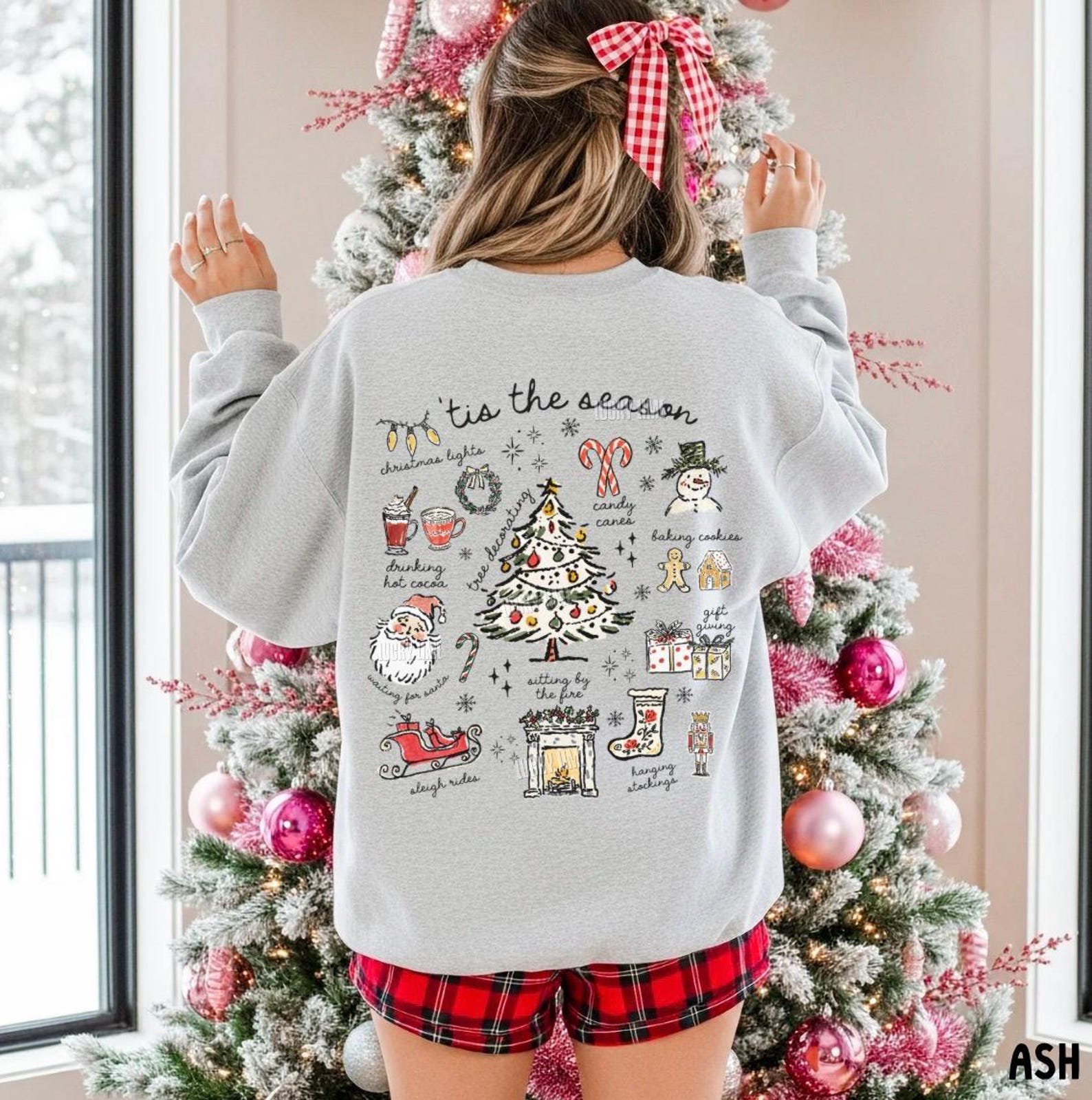 Tis the Season Christmas Sweatshirt, Retro Holiday Shirt, Christmas Tree Sweatshirt, Santa Claus Shirt, Womens Christmas, Festive Sweater 1