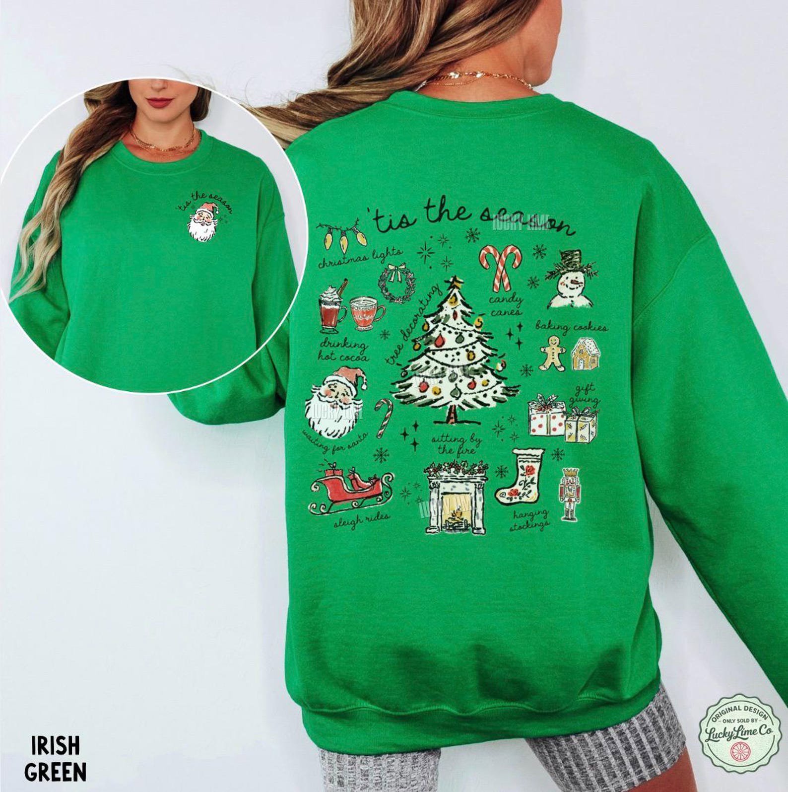 Tis the Season Christmas Sweatshirt, Retro Holiday Shirt, Christmas Tree Sweatshirt, Santa Claus Shirt, Womens Christmas, Festive Sweater 6