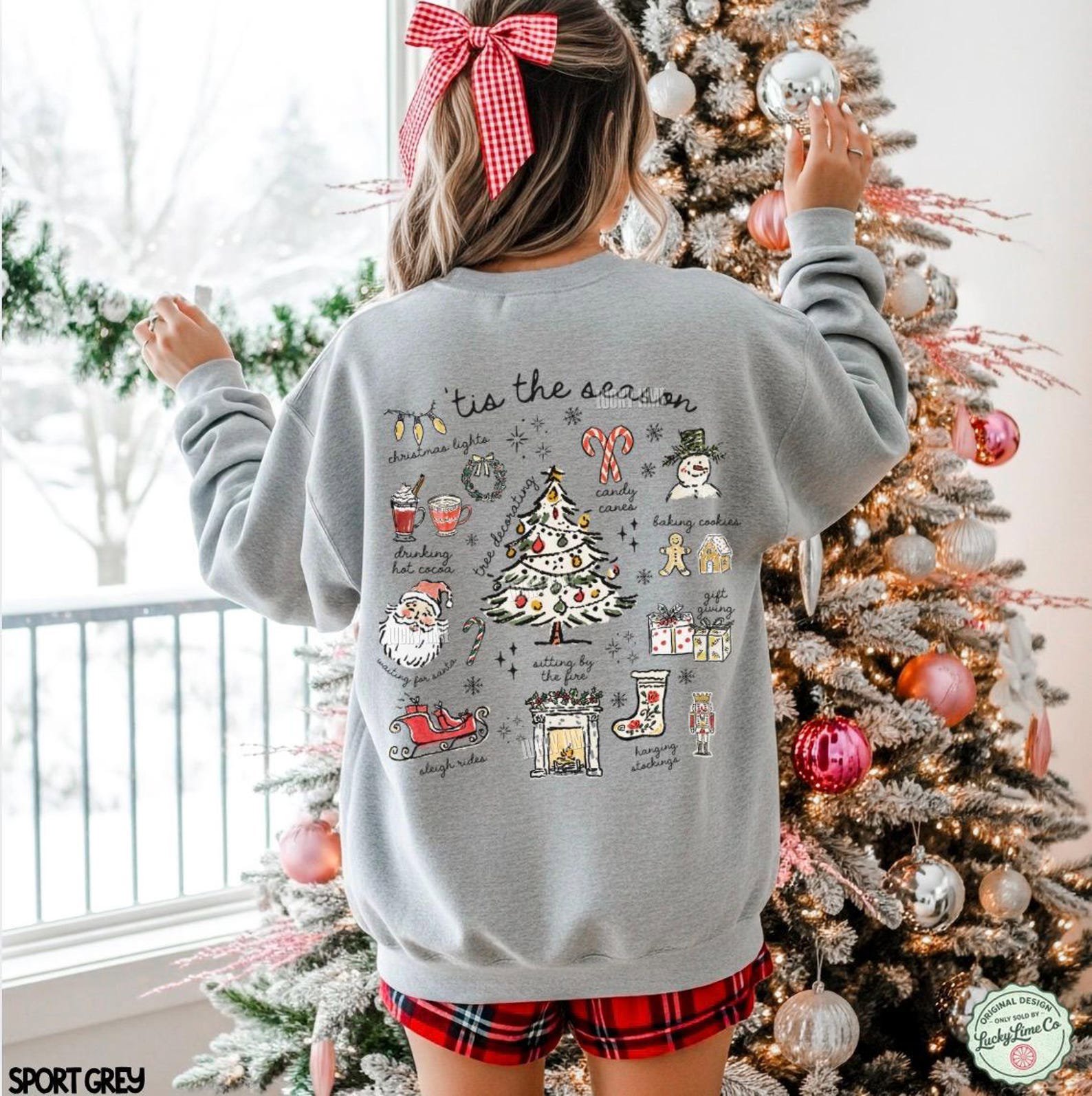 Tis the Season Christmas Sweatshirt, Retro Holiday Shirt, Christmas Tree Sweatshirt, Santa Claus Shirt, Womens Christmas, Festive Sweater 7