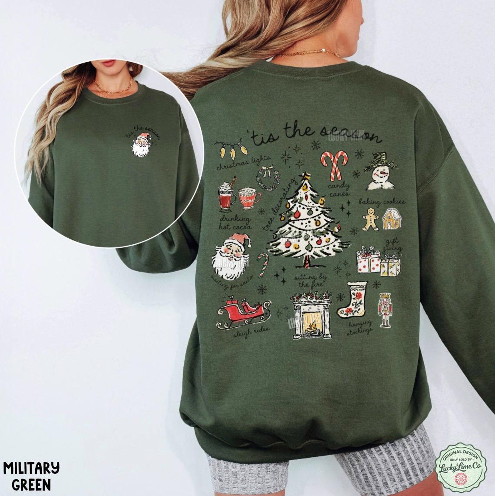 Tis the Season Christmas Sweatshirt, Retro Holiday Shirt, Christmas Tree Sweatshirt, Santa Claus Shirt, Womens Christmas, Festive Sweater 9