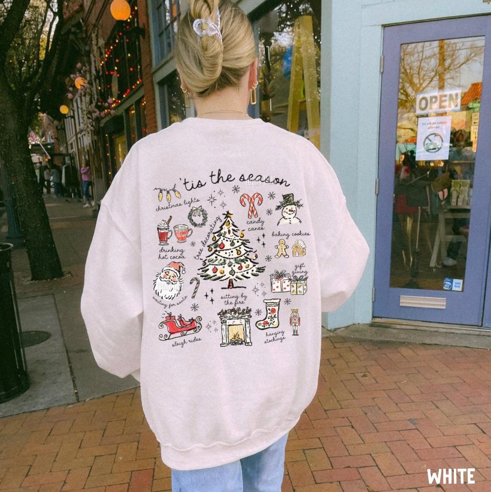 Tis the Season Christmas Sweatshirt, Retro Holiday Shirt, Christmas Tree Sweatshirt, Santa Claus Shirt, Womens Christmas, Festive Sweater 12