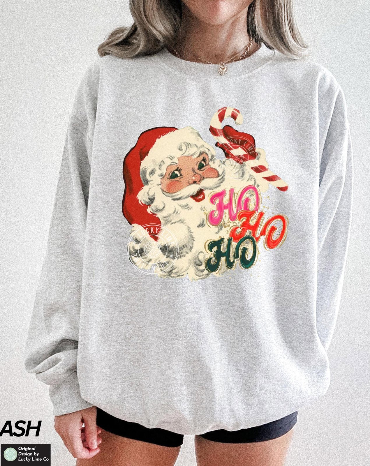 Retro Santa Sweatshirt, Santa Claus Christmas Shirt, Ho Ho Ho Sweatshirt Girly Christmas, Vintage Holiday Crewneck, Preppy Santa 3