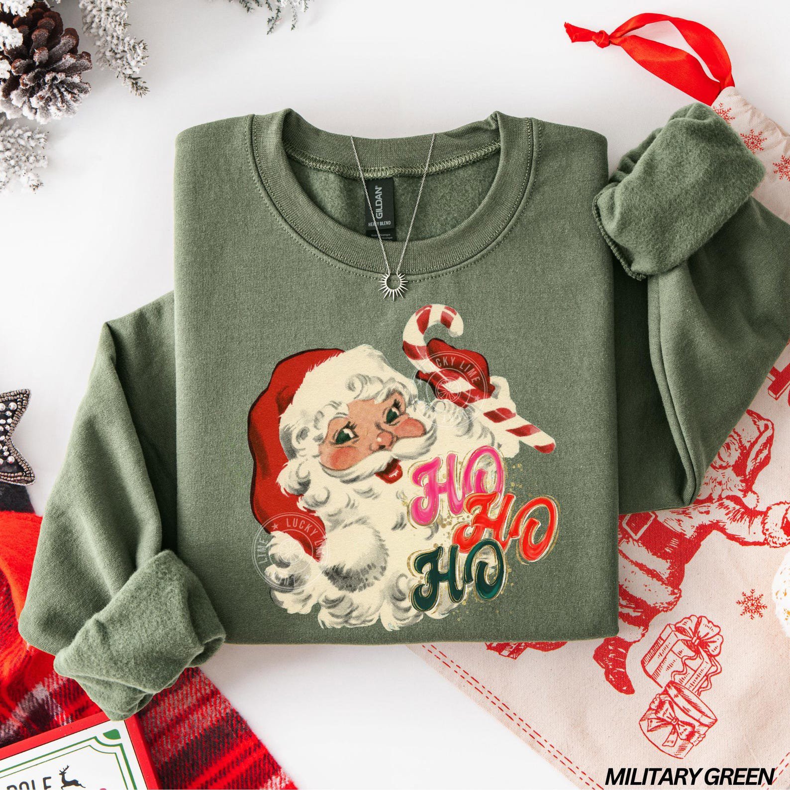 Retro Santa Sweatshirt, Santa Claus Christmas Shirt, Ho Ho Ho Sweatshirt Girly Christmas, Vintage Holiday Crewneck, Preppy Santa 4