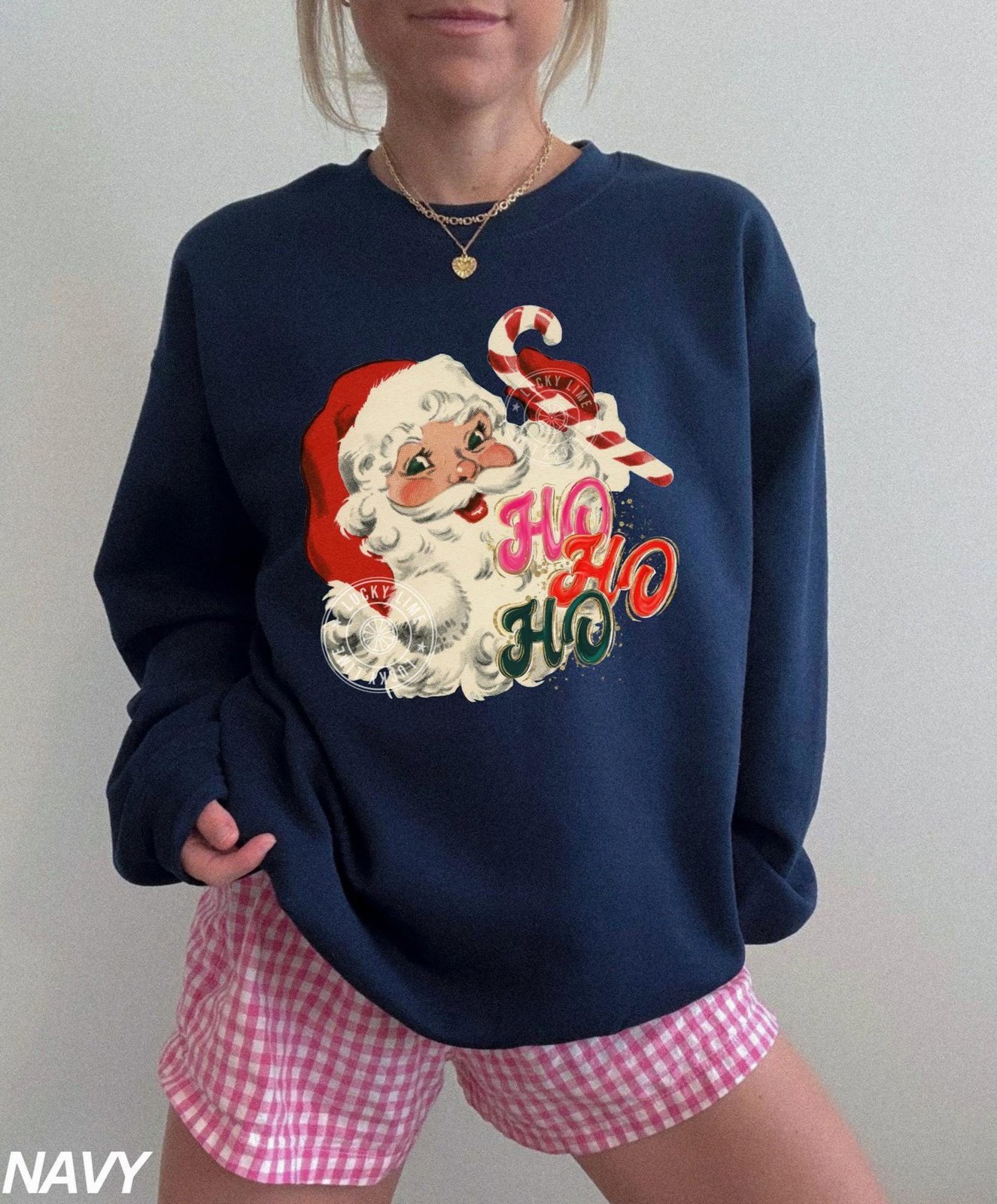 Retro Santa Sweatshirt, Santa Claus Christmas Shirt, Ho Ho Ho Sweatshirt Girly Christmas, Vintage Holiday Crewneck, Preppy Santa 6