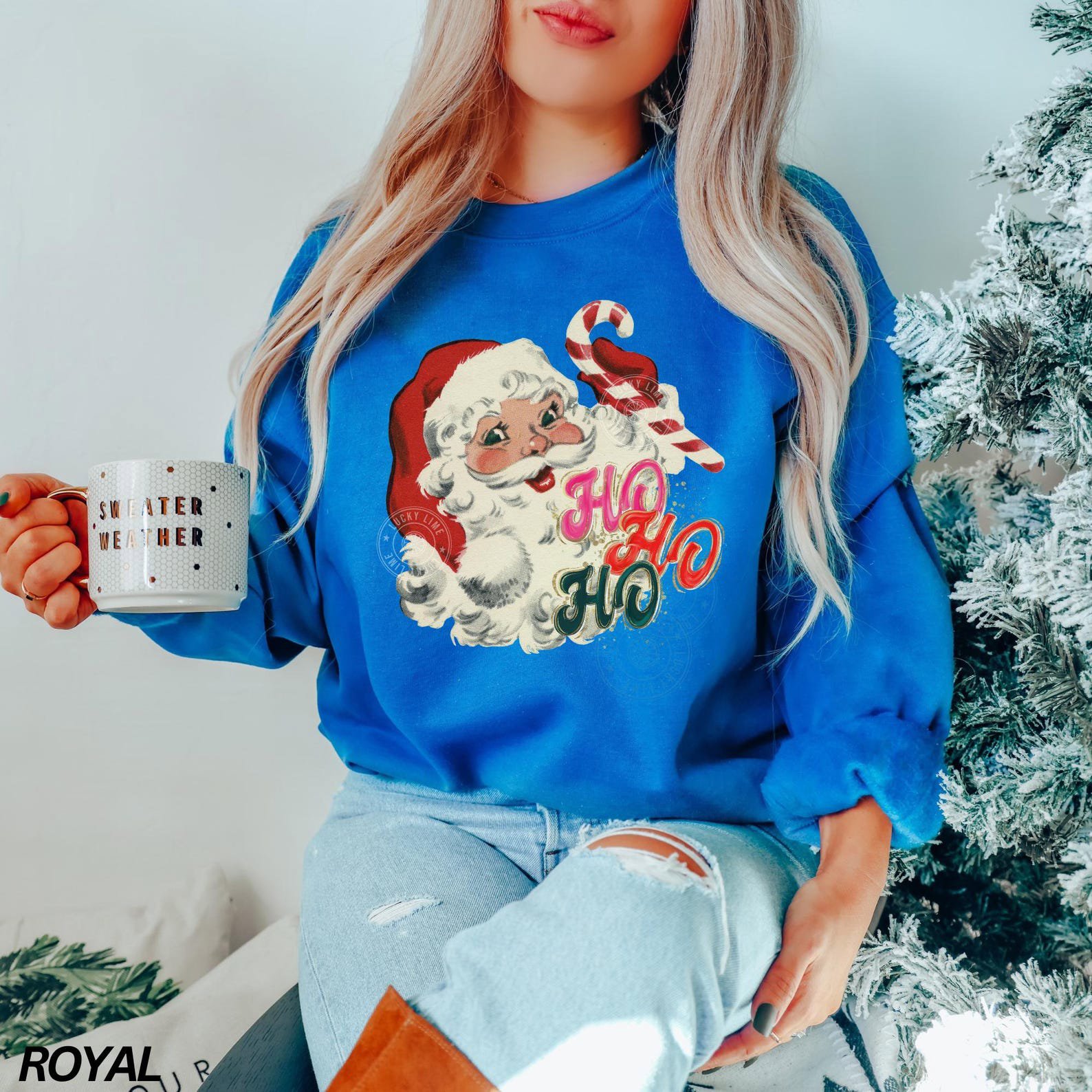 Retro Santa Sweatshirt, Santa Claus Christmas Shirt, Ho Ho Ho Sweatshirt Girly Christmas, Vintage Holiday Crewneck, Preppy Santa 9